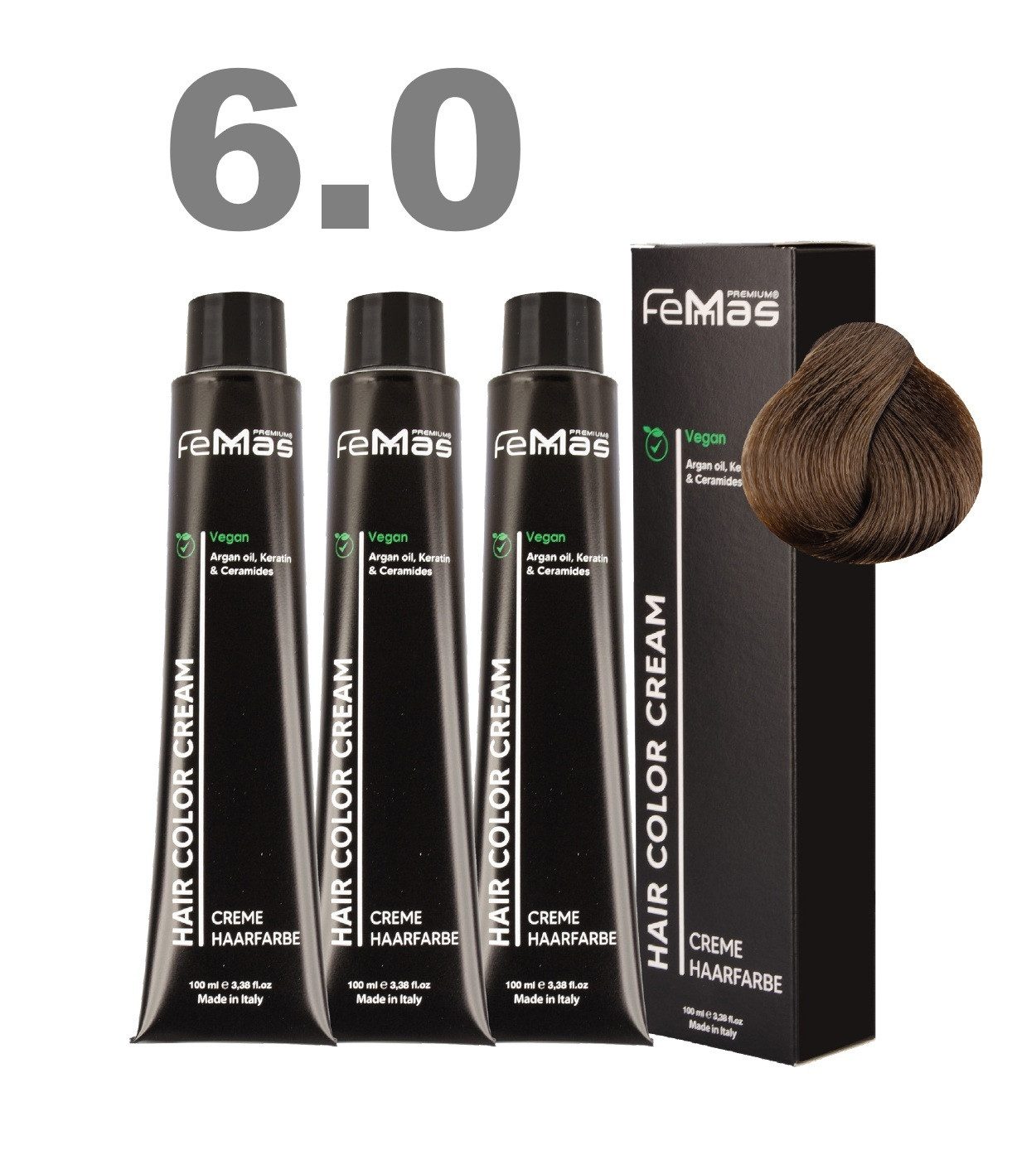 Femmas Premium Haarfarbe FemMas professionelle Haarfarbe mit Arganöl 3 x 100 ml