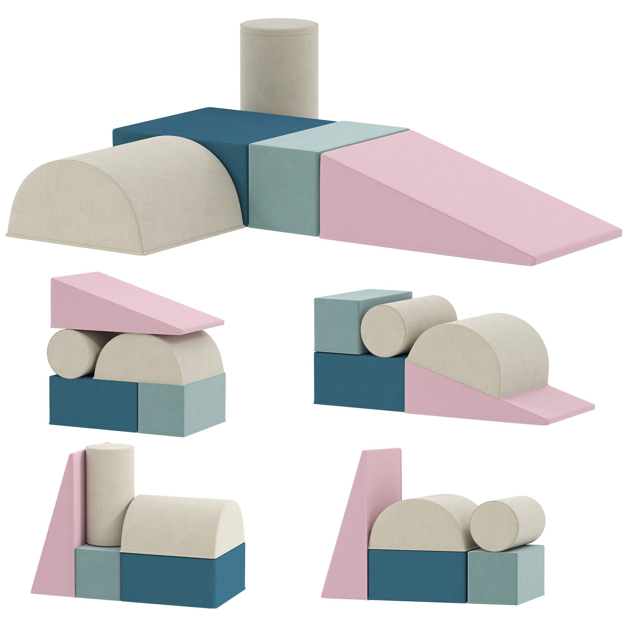 AIYAPLAY Kinder Schaumstoff Bausteine Riesenbausteine mit Samtoptik Bunt Spielbausteine, (Großbausteine, 5 St., Softbausteine-Set), mit Samtoptik Bausteinset Bauklötze Bunt