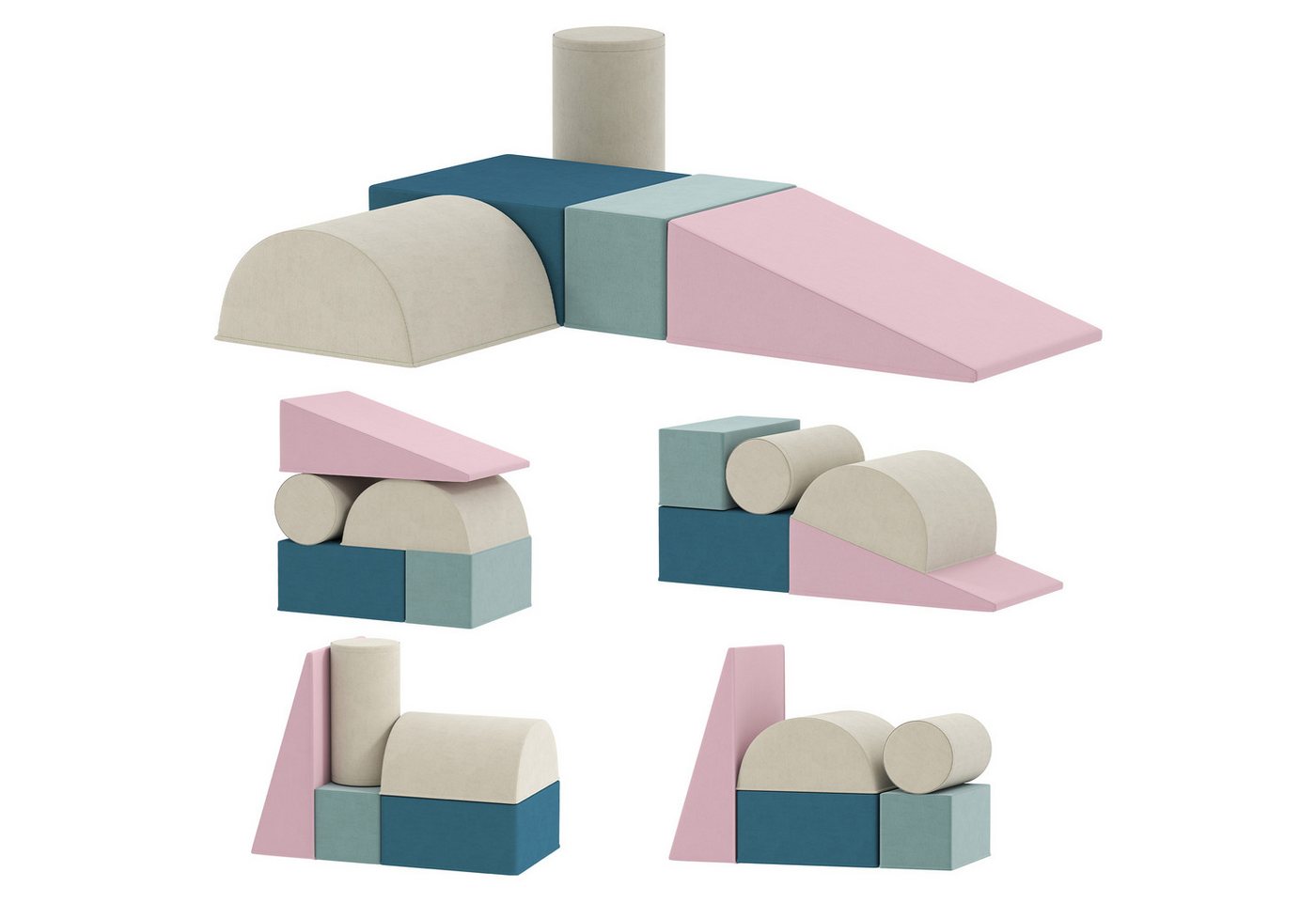 AIYAPLAY Klettern Riesenbausteine Softbausteine Spielbausteine, (Set, 5 St., 5-teiliges Kletterspielzeug), Weicher Samt, abnehmbare Bezüge, rutschfest, maschinenwaschbar