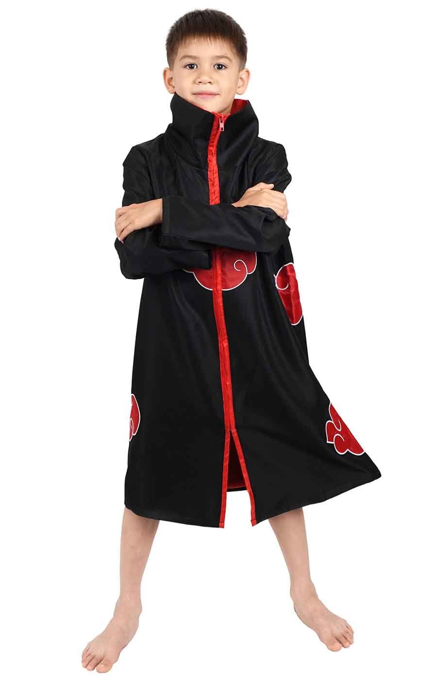 GalaxyCat Kostüm Akatsuki Mantel für Kinder, Itachi Cosplay Kostüm, Größen: 130, Akatsuki Mantel für Kinder Kostüm