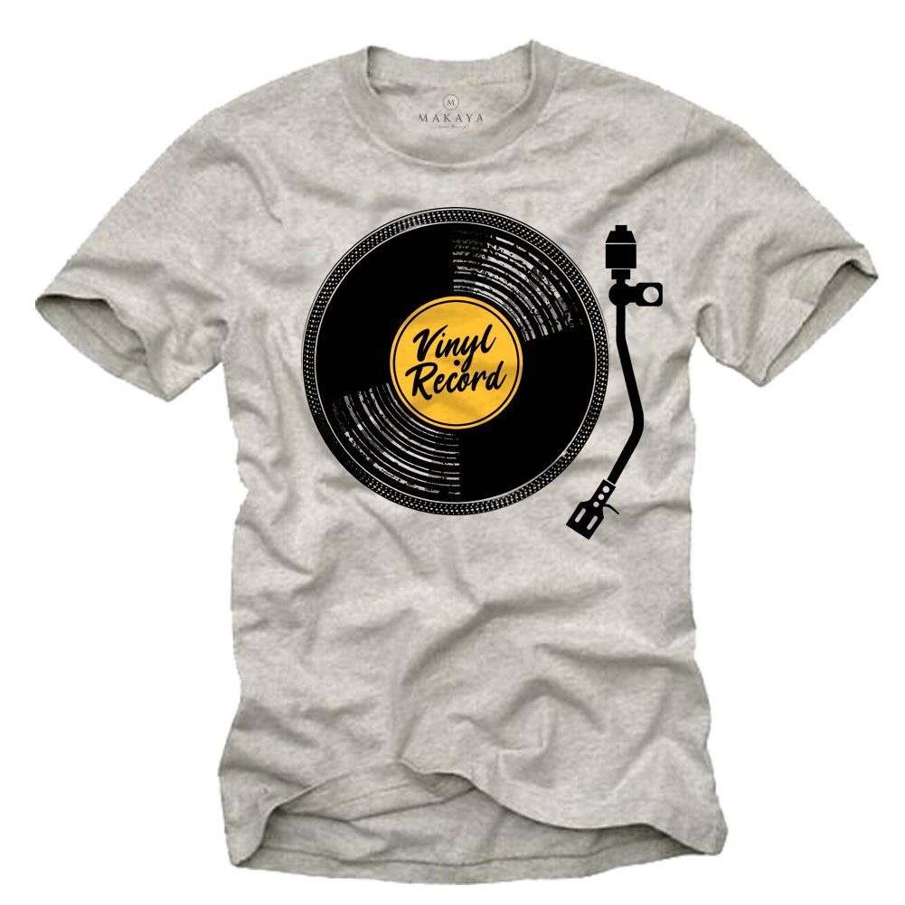 T-Shirt Herren Vintage Schallplatte Hip Hop Musik Retro Rap Motiv Männer