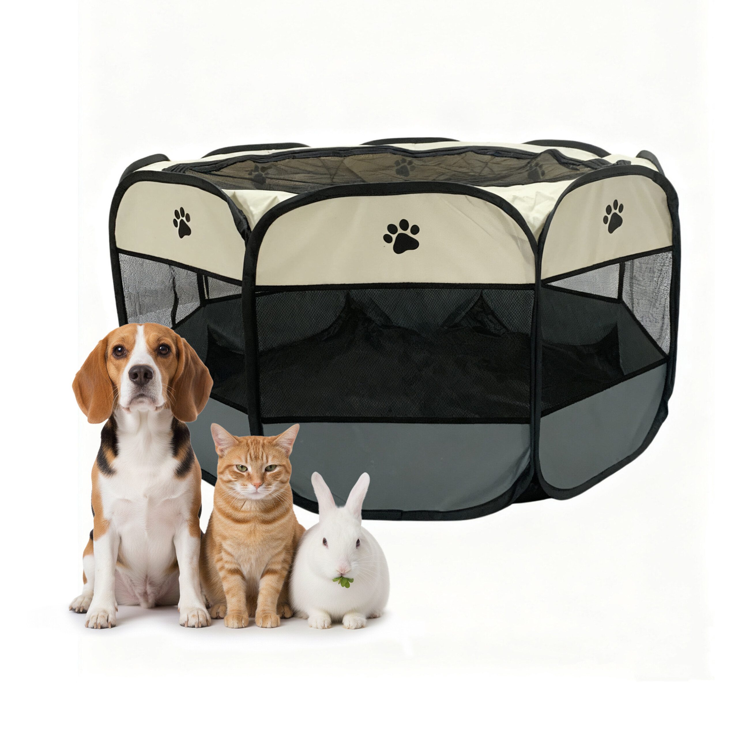 relaxdays Freigehege Faltbarer Welpenauslauf indoor & outdoor, XL