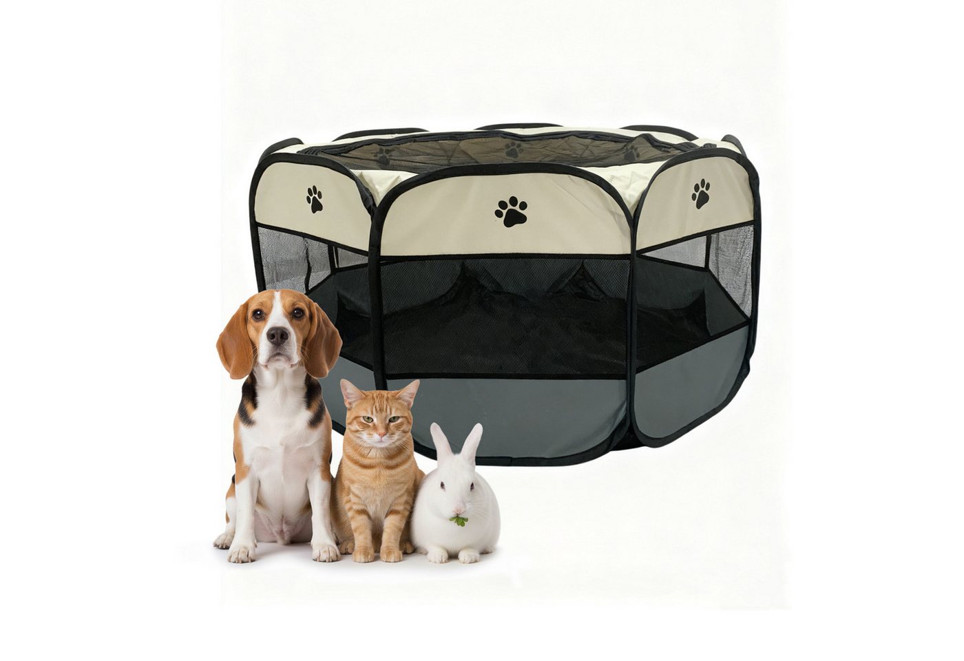 relaxdays Freigehege Faltbarer Welpenauslauf indoor & outdoor, XL