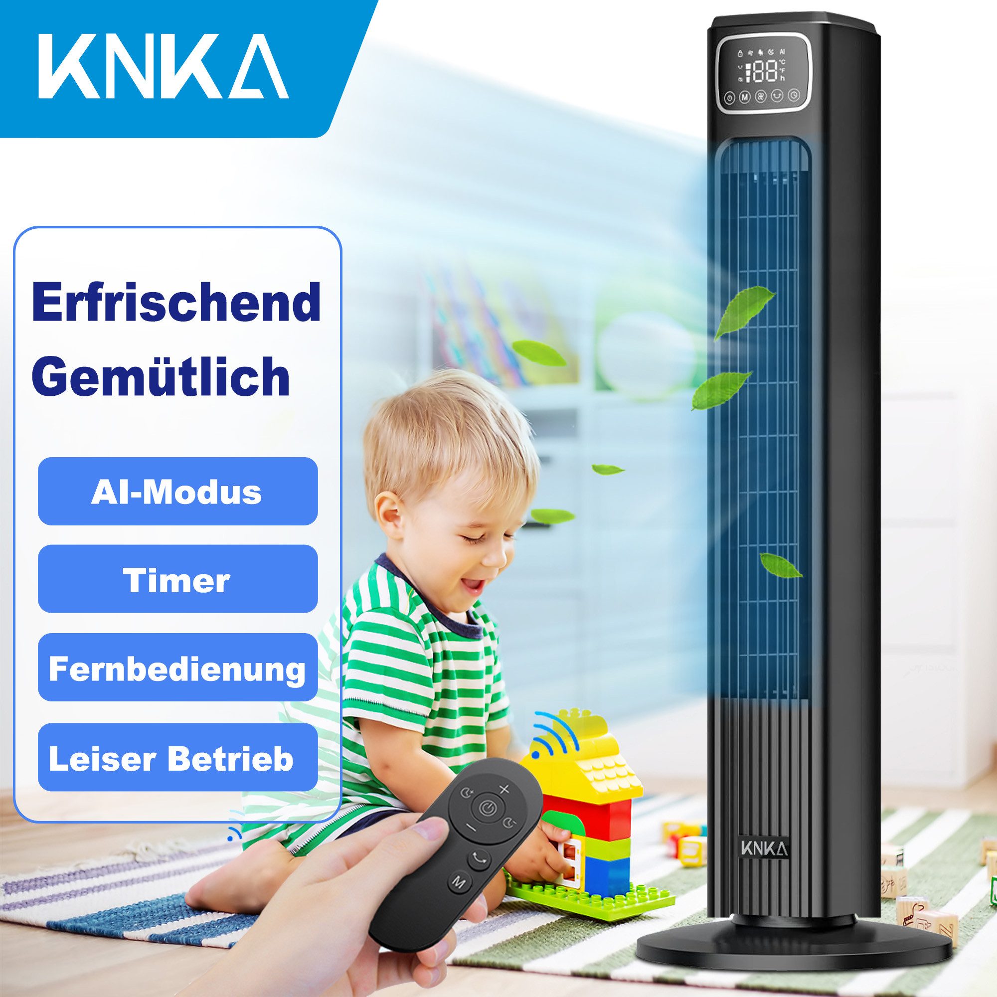 Heizlüfter Turm Gegeweeret Turmventilator Ohne Flügel - 1200W Heizlüfter Mit Kühlfunktion Und Fernbedienung Fan Heater Indoor