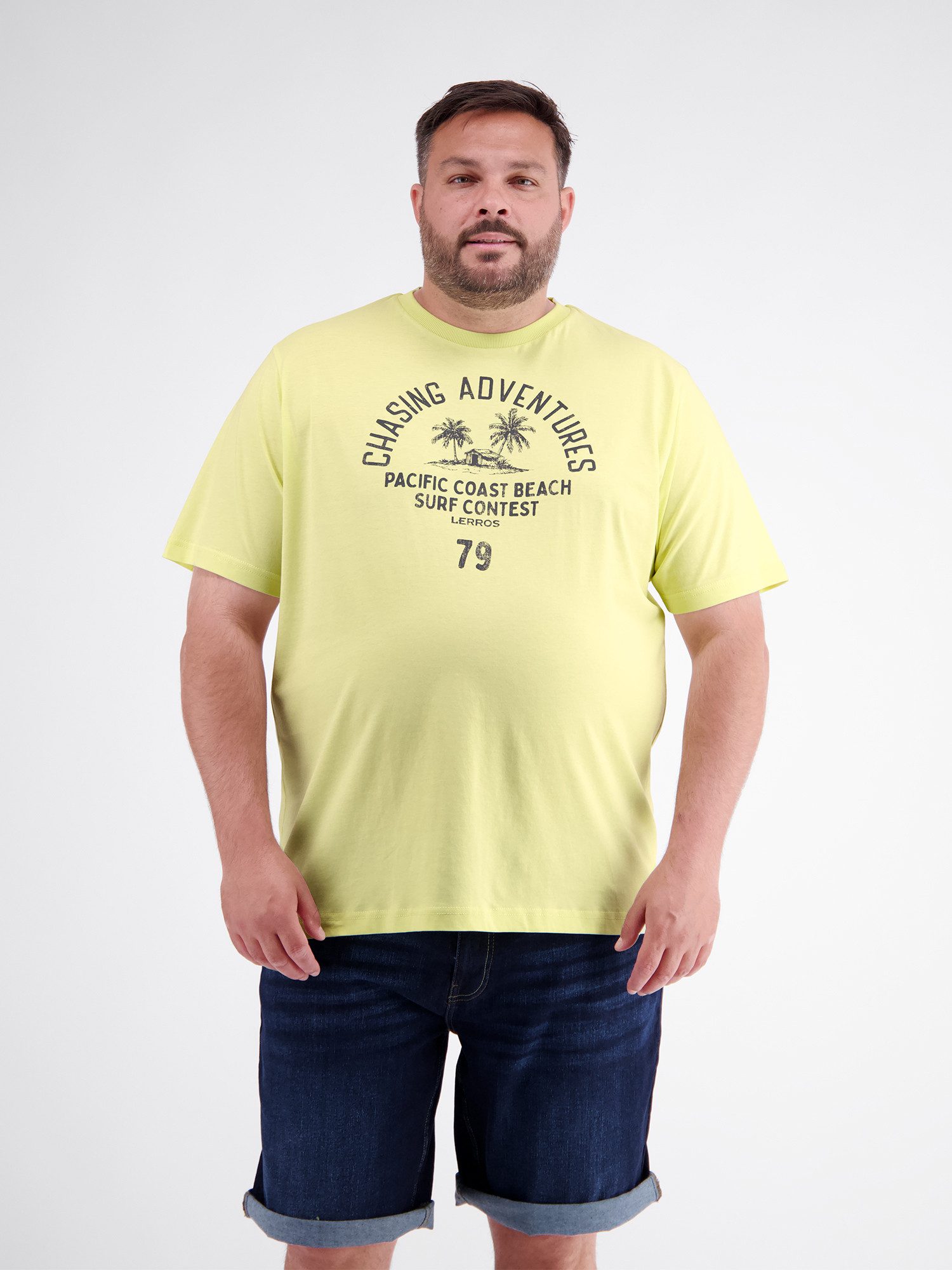 LERROS T-Shirt Sommerliches T-Shirt aus Baumwolle mit O-Neck, große Größen