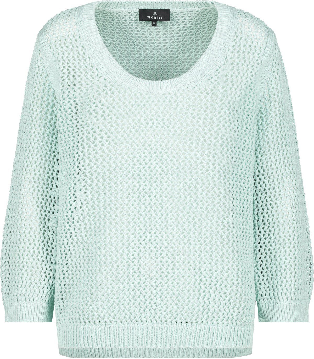Monari Strickpullover Basic Pullover mit Lochmuster