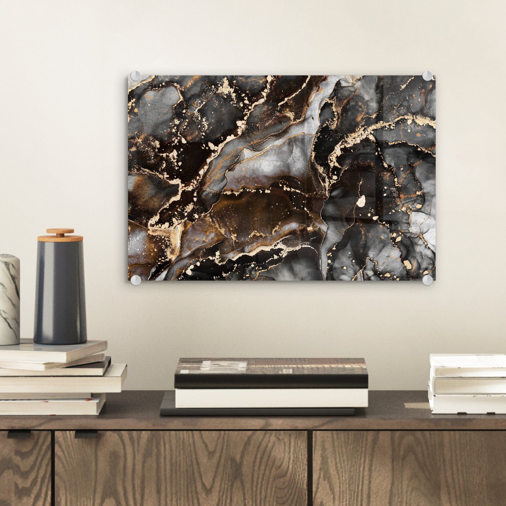 MuchoWow Acrylglasbild Marmor - Gold - günstig online kaufen