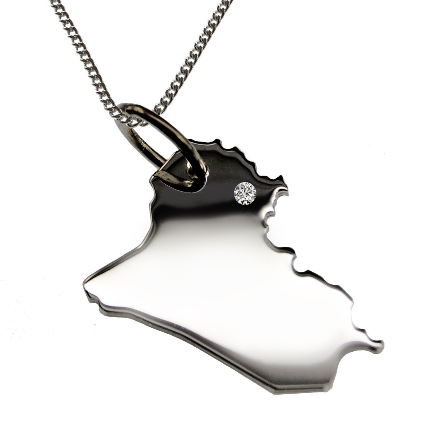 schmuckador Kette mit Anhänger 50cm Kette + Irak mit Brillant in 925 Silber