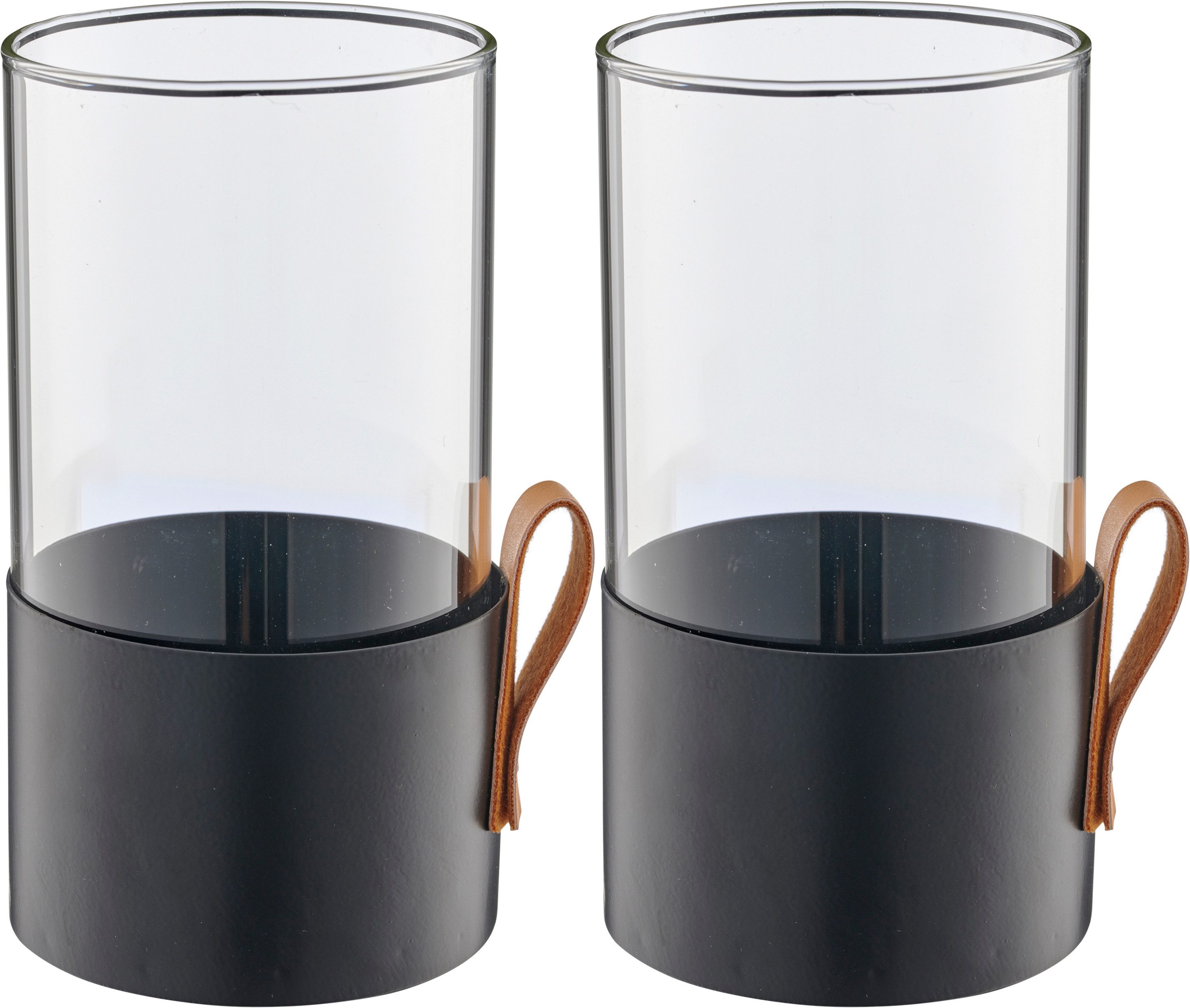 Creativ home Windlicht Windlicht (2 St), mit Lederhenkel