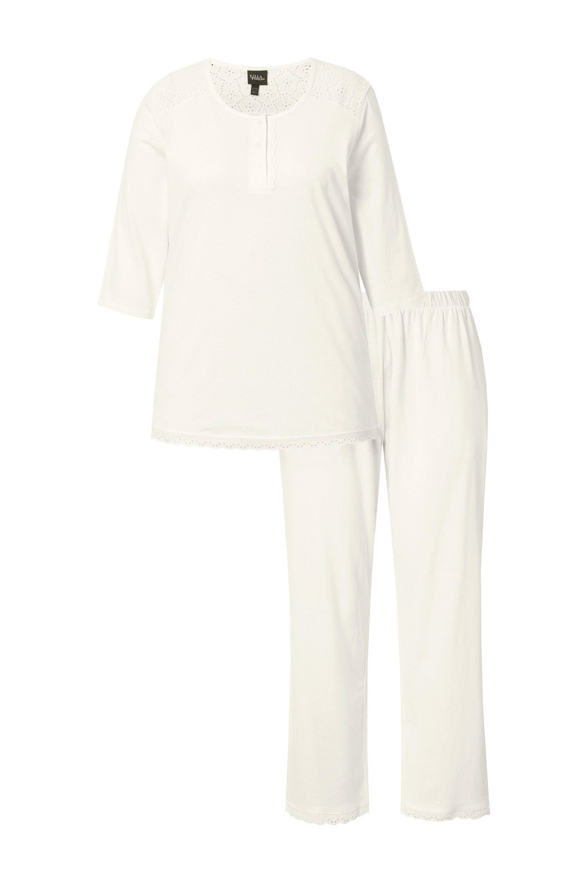 Ulla Popken Pyjama Pyjama Zweiteiler Lochstickerei günstig online kaufen