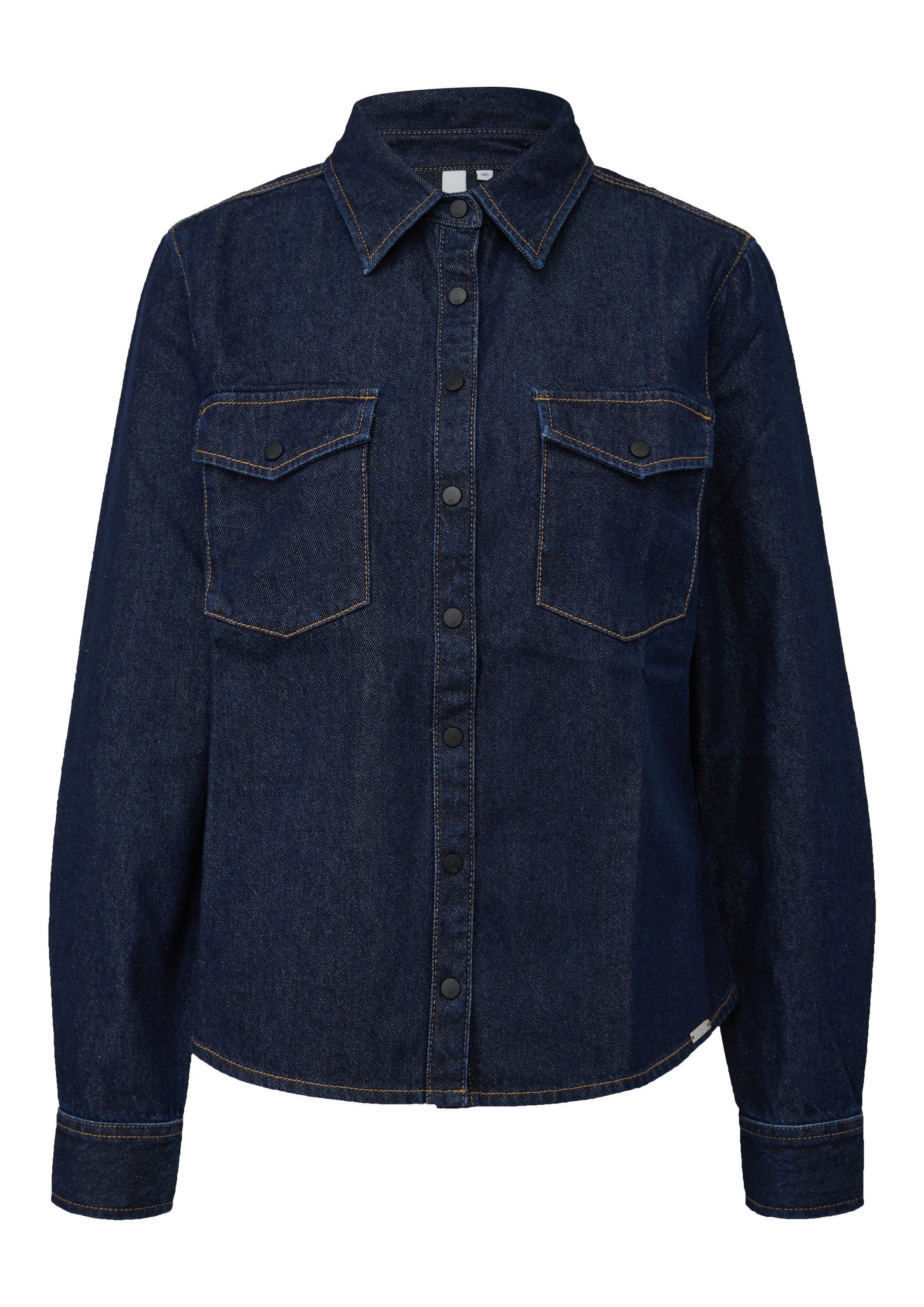 QS Langarmbluse Bluse Taillierte Denimbluse (1-tlg) günstig online kaufen