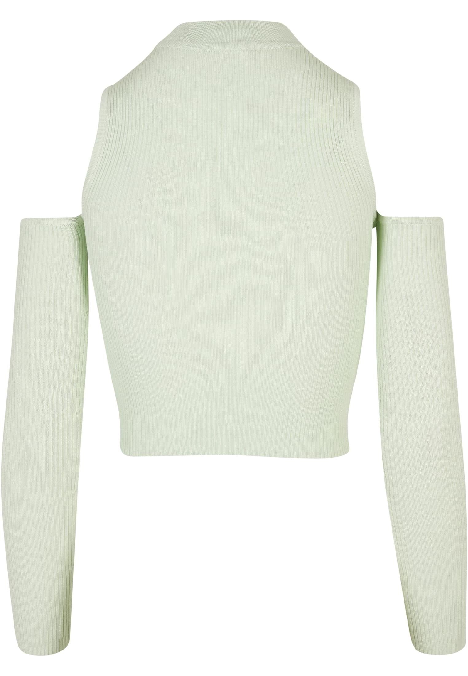 Ladies Sleeve Cut Longsleeve URBAN CLASSICS Sweater Damen lightmint Out (1-tlg) Knit Rib