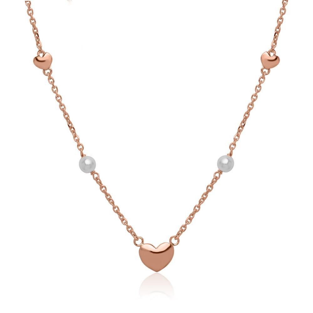 Unique Kettenanhänger Kette Herzen Perl...