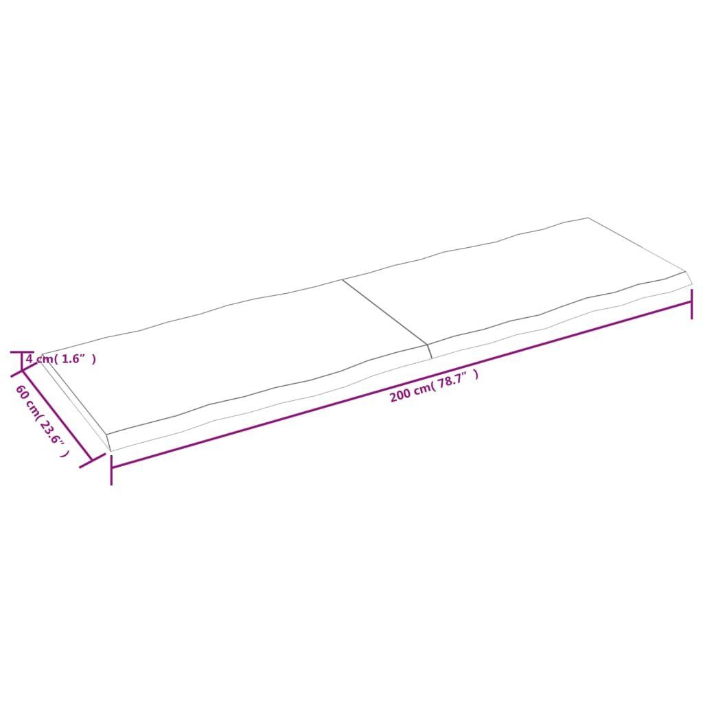 furnicato Tischplatte 200x60x(2-4) cm Massivholz St) (1 Baumkante Behandelt