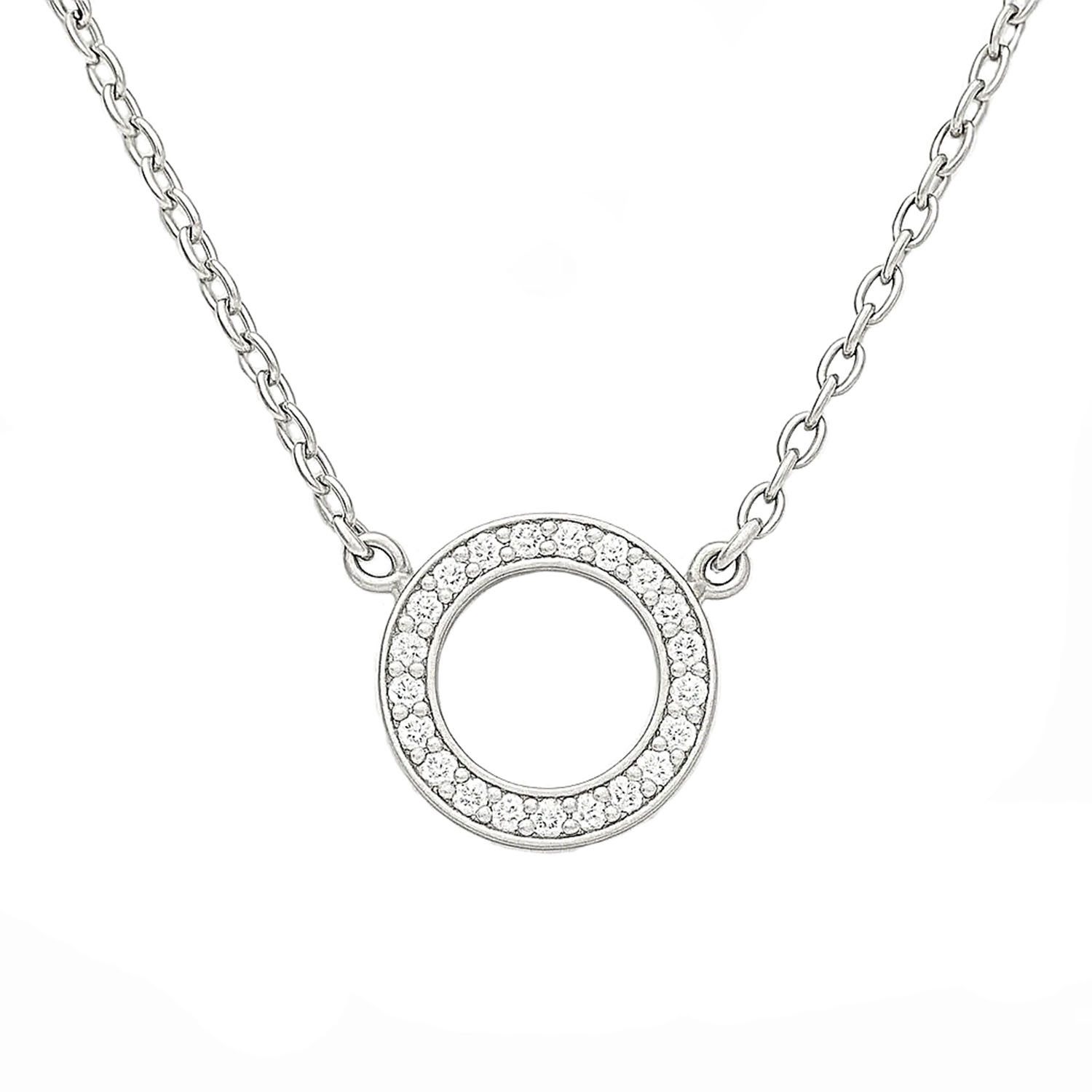 Impala Kette mit Anhänger Marina 925 Silber rhodiniert mit Zirkonia-Kreis, Damen Schmuck 925 Silber, Anlass Geburtstag, Valentinstag