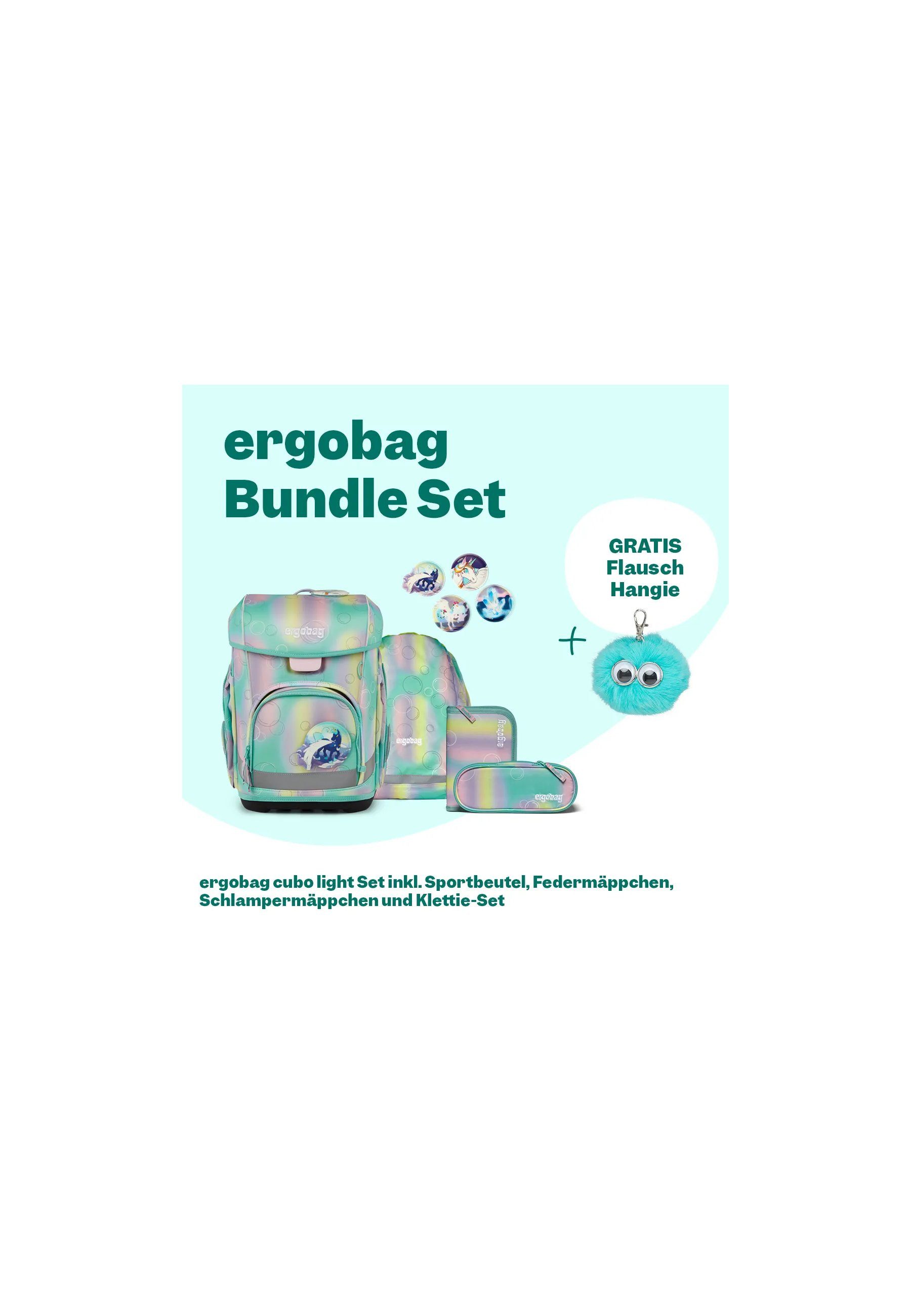 ergobag Schulranzen cubo light Bundle Set (5-tlg., 6-teiliges Set), wiegt nur 860g