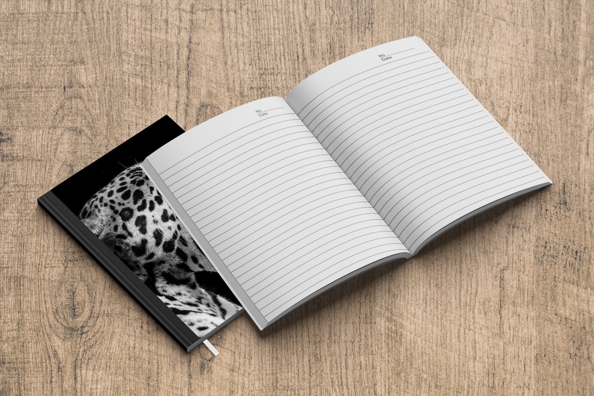 MuchoWow Notizbuch Jaguar - Tier Notizheft, Journal, Tagebuch, Haushaltsbuch - Seiten, A5, - 98 Merkzettel, Weiß, Schwarz