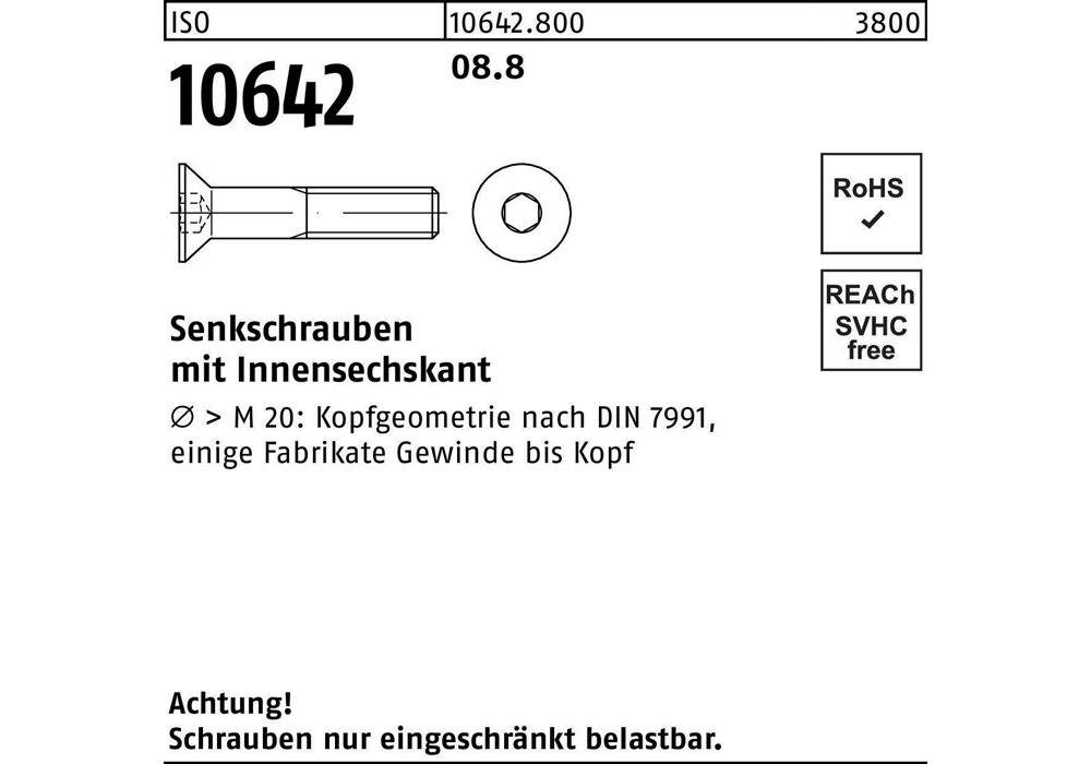 Senkschraube Senkschraube ISO 10642 Innensechskant M 8 x 45 8.8 | Schrauben