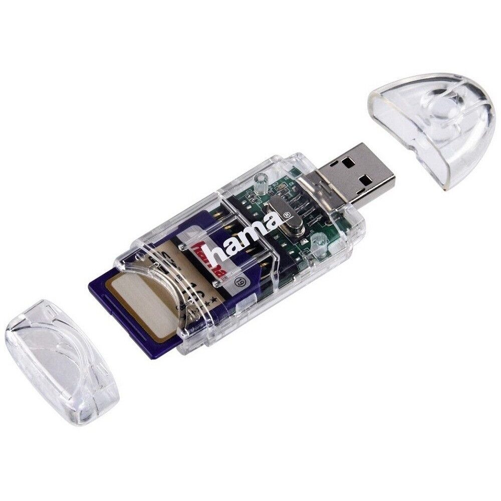 Hama Hama SD/MICROSD 8 in 1 Kartenleser transparent externer Speicher (8 in 1 GB, Hot swapping für schnellen Datenaustausch)