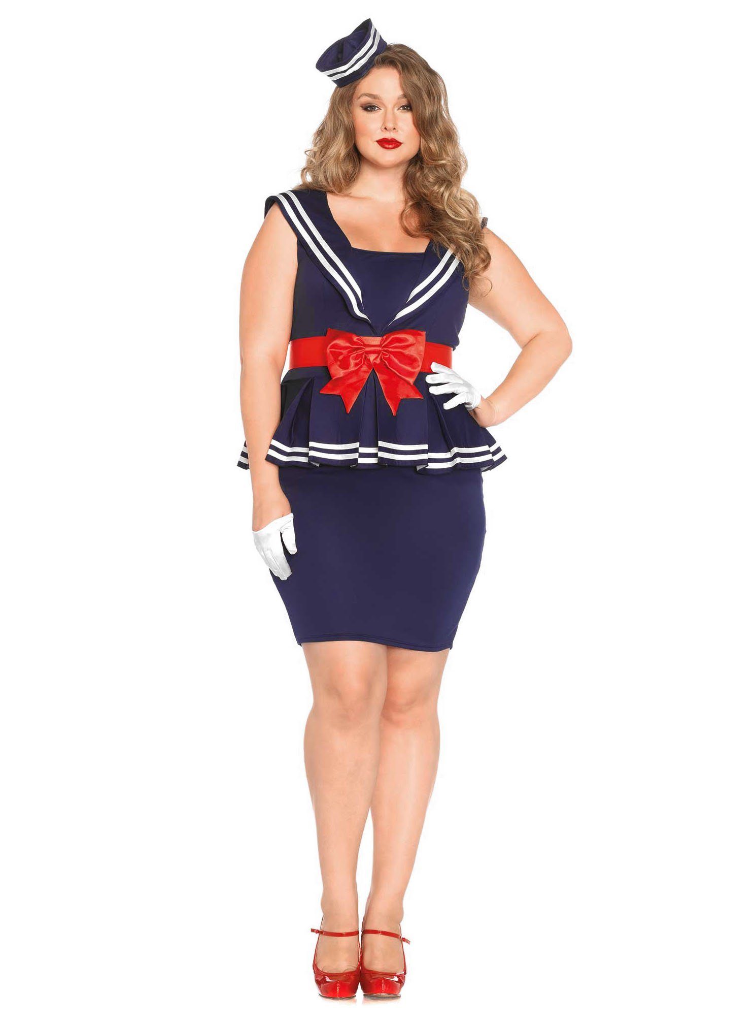 Leg Avenue Kostüm Sexy Pin-up Kadettin XXL, Freches Matrosin Kostüm im betörenden Retro-Look