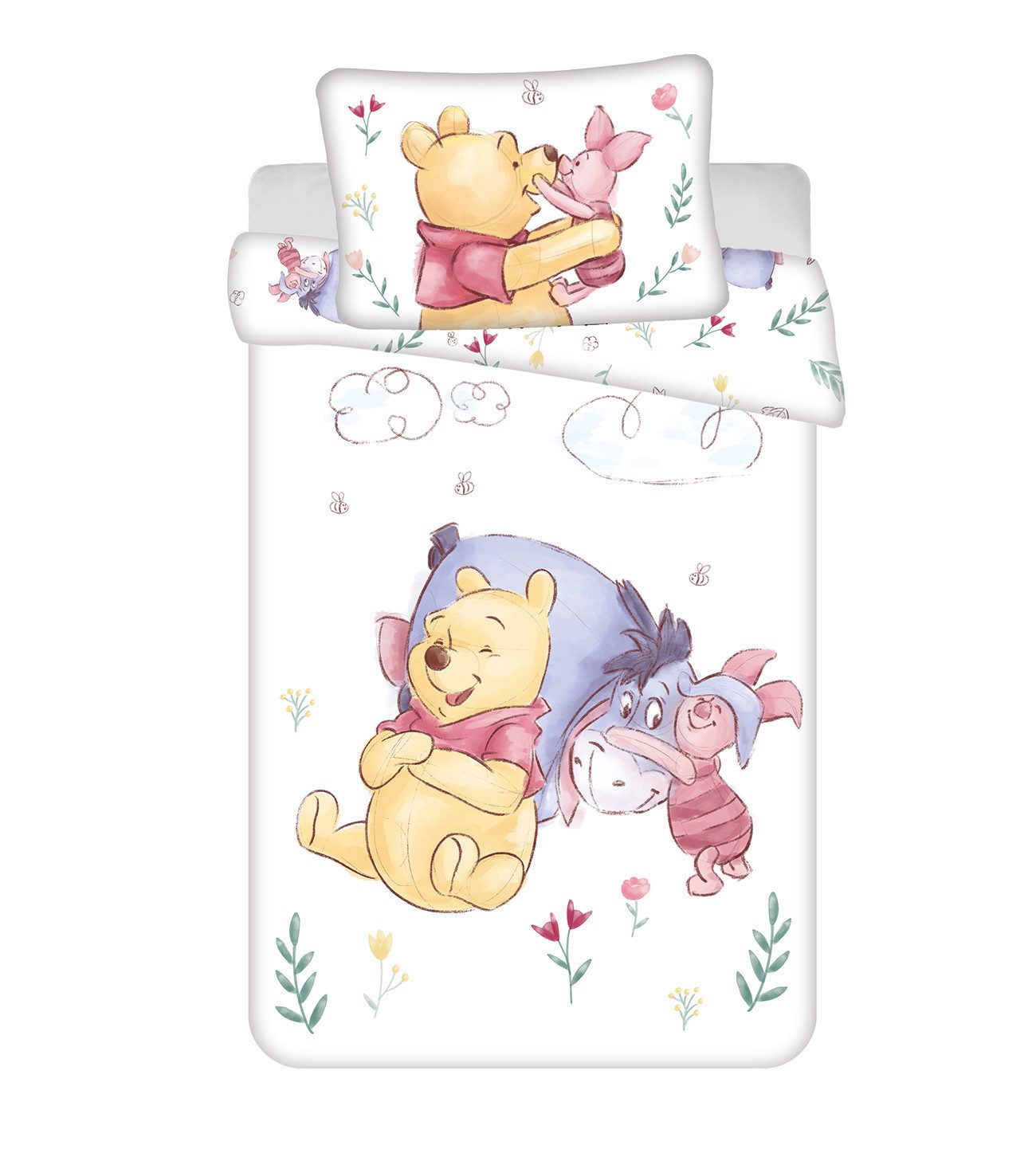 Disney Winnie Puuh Babybettwäsche Wendebettwäsche Hug 2tlg. Baumwolle 100x135 cm + 40x60 cm, Baumwolle, 2 teilig, 100% Baumwolle, trocknergeeignet