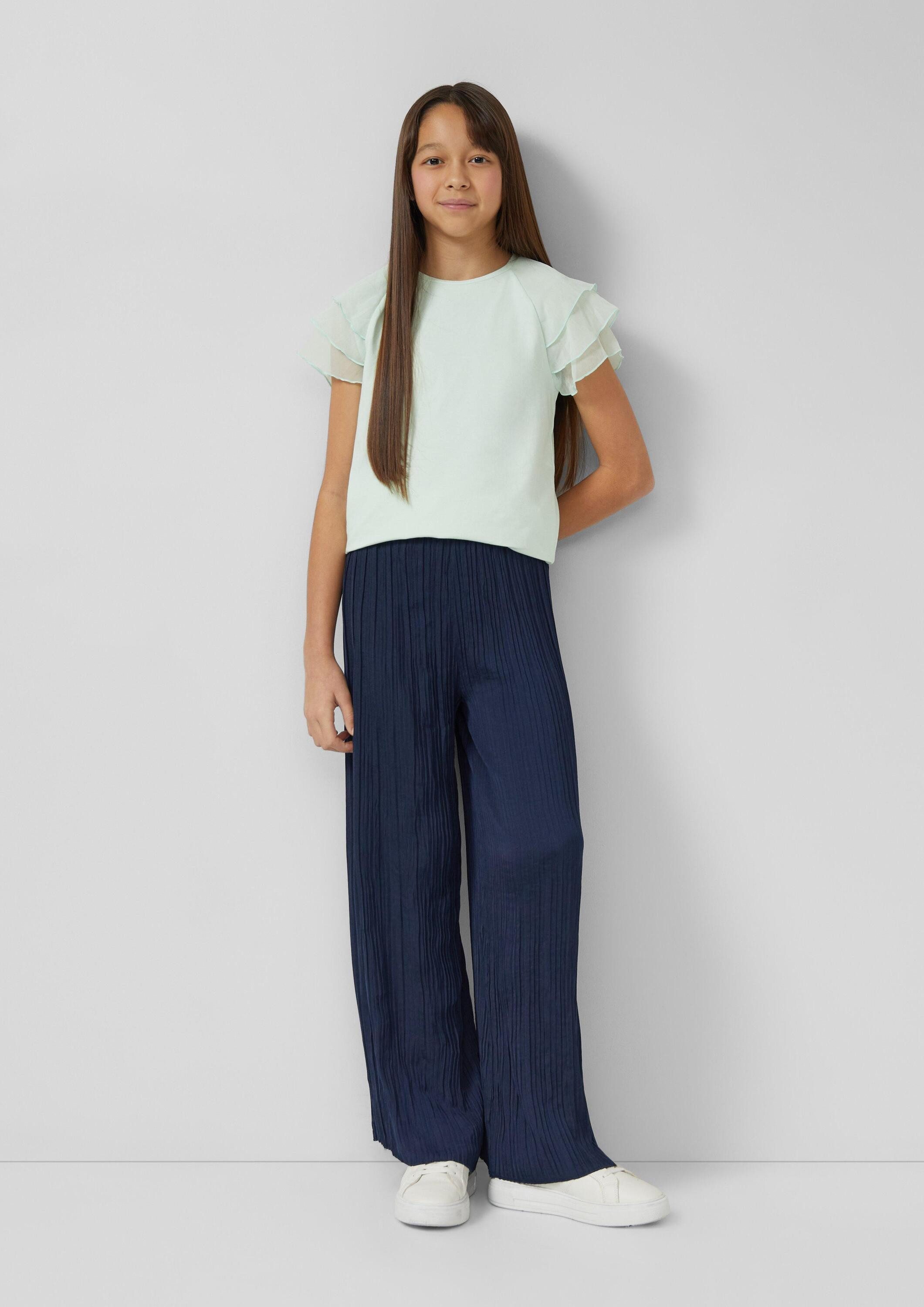 s.Oliver Chinos Hose WIDE LEG Plisseehose mit Wide Leg und Elastikbund