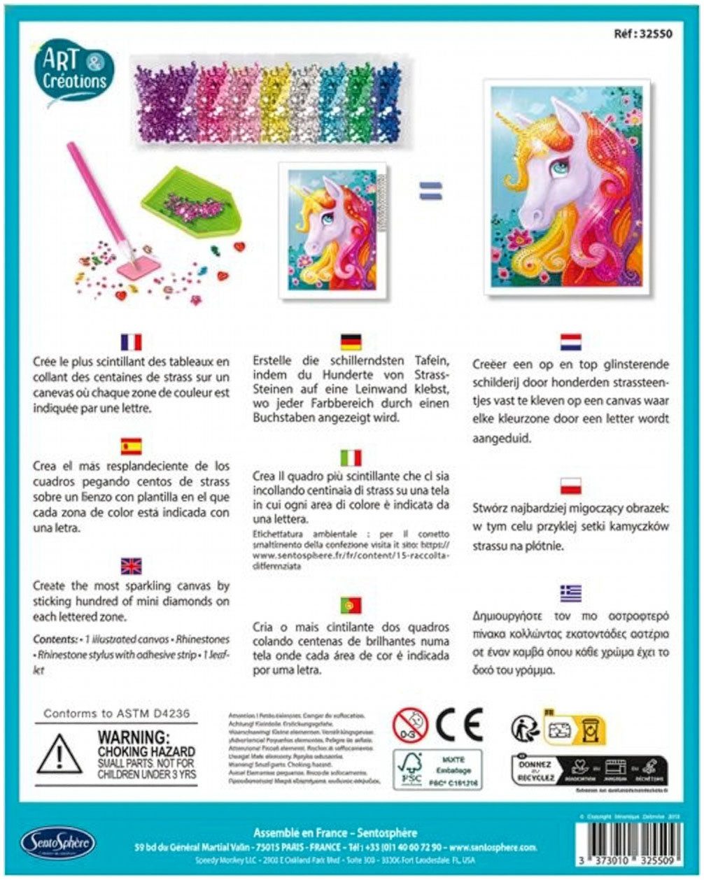 SentoSphere Kreativset Strasssteinbild Einhorn