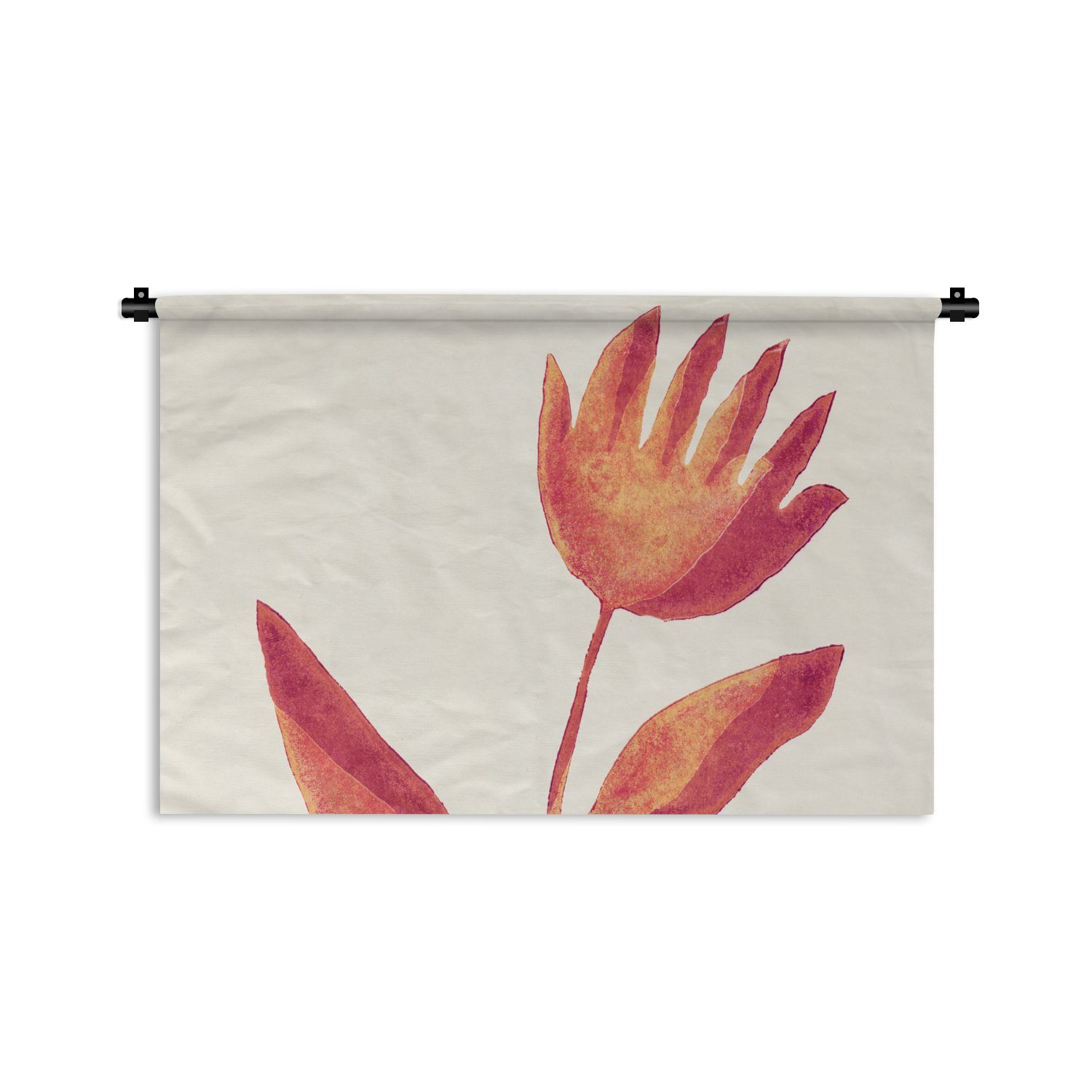 Wandbehang, Blumen Pflanze Pastell, Rot für - Wanddekoobjekt MuchoWow Kinderzimmer Schlafzimmer, - Wanddeko Wohnzimmer, - Kleid,