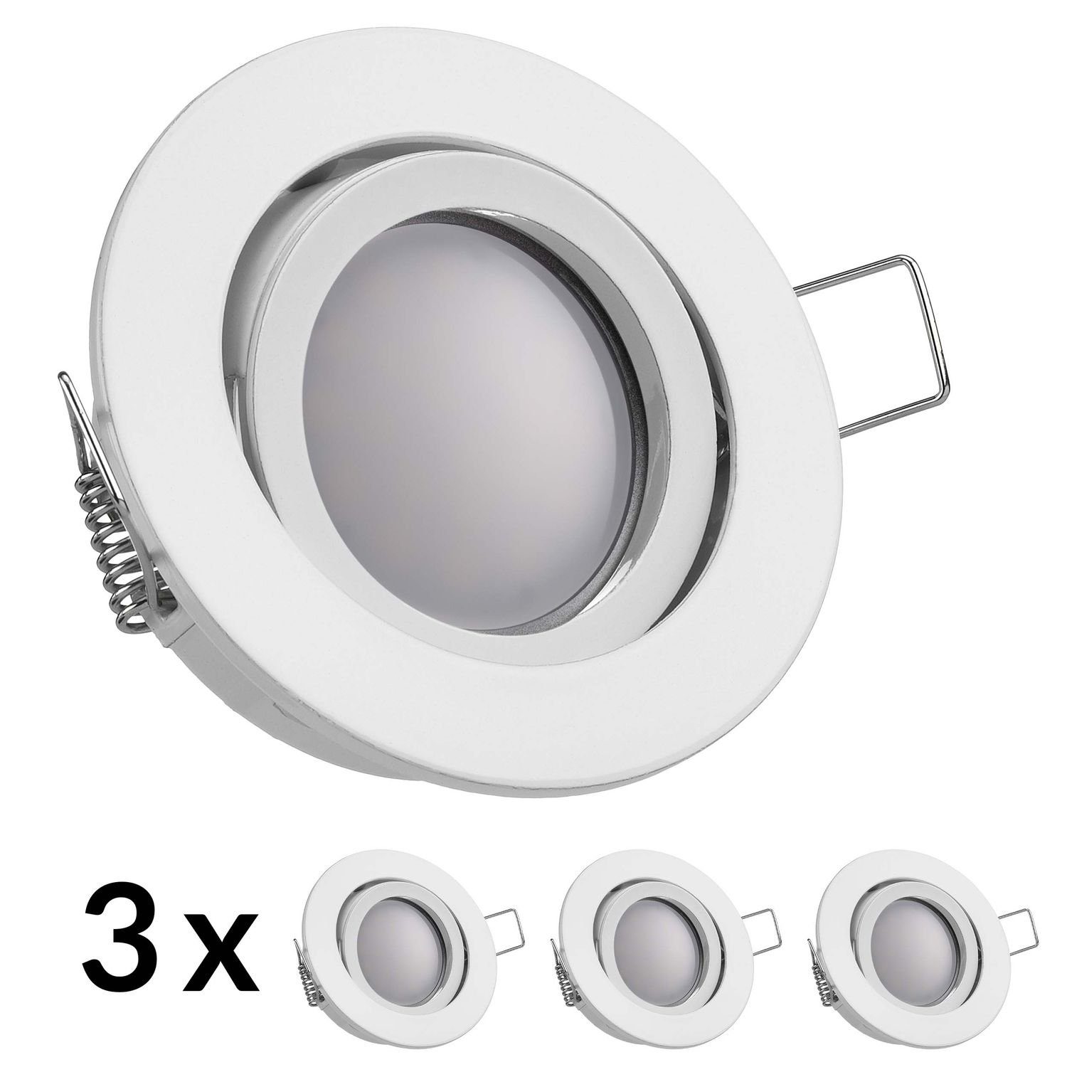 Weiß Einbaustrahler Set vo MR16 LEDANDO Einbaustrahler LED 3er Markenstrahler / LED LED GU5.3 mit