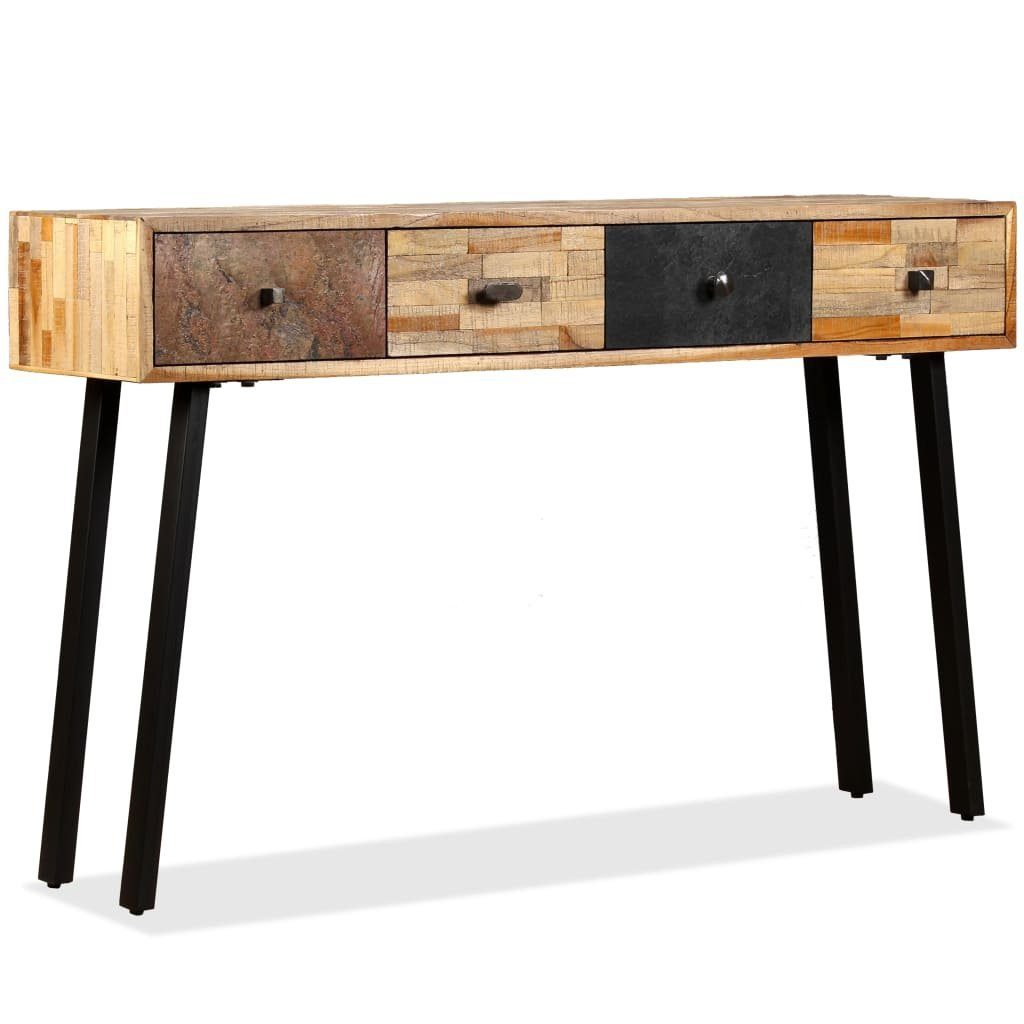 furnicato Konsolentisch Naturholz 120 x 30 x 76 cm in Braun (1-St), Beistelltisch mit 4 Schubladen und stabilem Gestell für Wohnräume