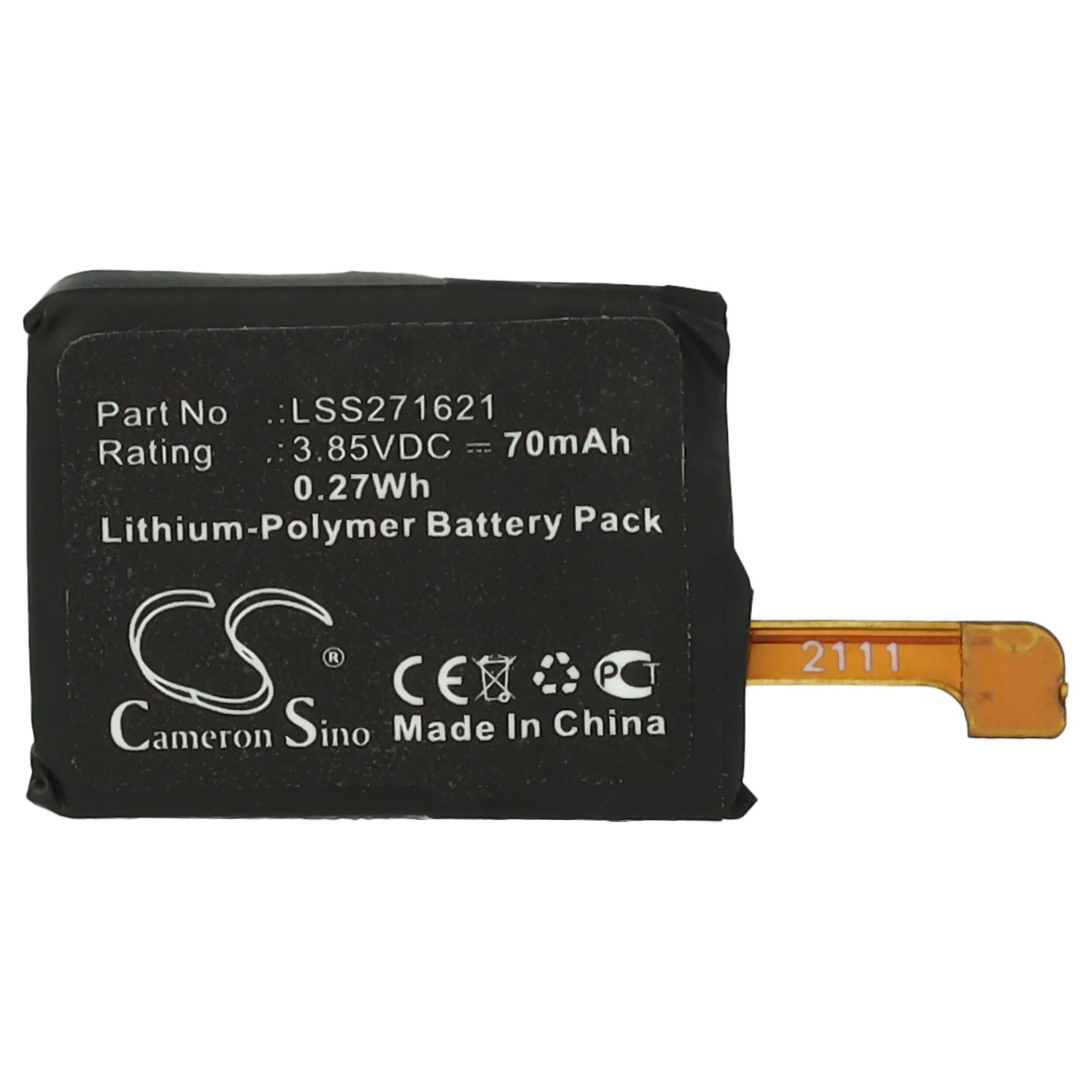 V) Charge vhbw 70 mit mAh (3,85 Fitbit 3 Li-Polymer kompatibel Akku