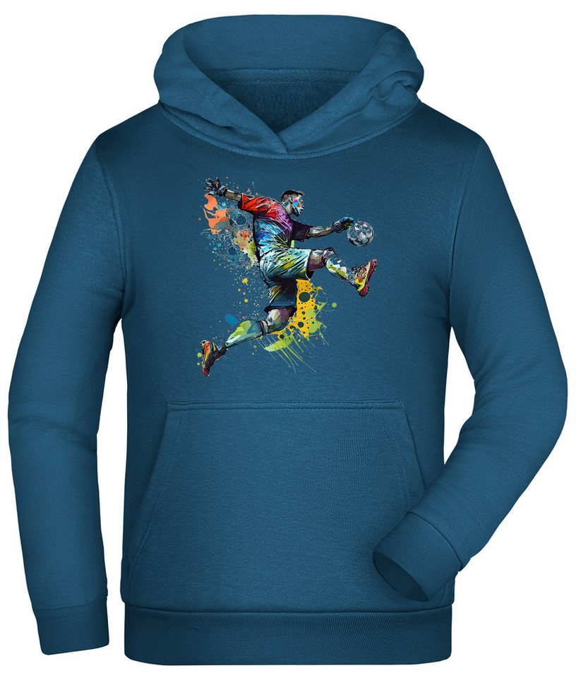 MyDesign24 Hoodie Kinder Kapuzen Sweatshirt - Fußball Hoodie Torwart in Ölfarben Kapuzensweater mit Aufdruck i476