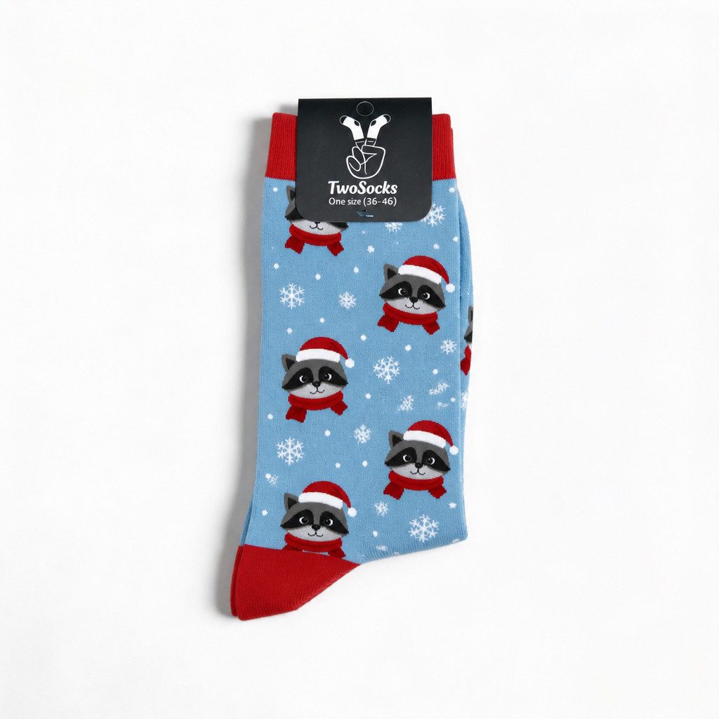 TwoSocks Freizeitsocken Waschbär Socken Weihnachtssocken Socken für Weihnachten, Einheitsgröße