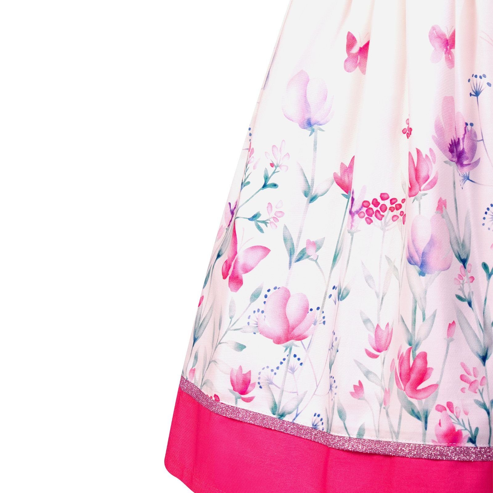 Glitzer Happy festlich mit Pink Print happy Kurzarmkleid Kleid Schmetterling und Gürtel Schmetterling girls Girls A-Linien-Kleid White