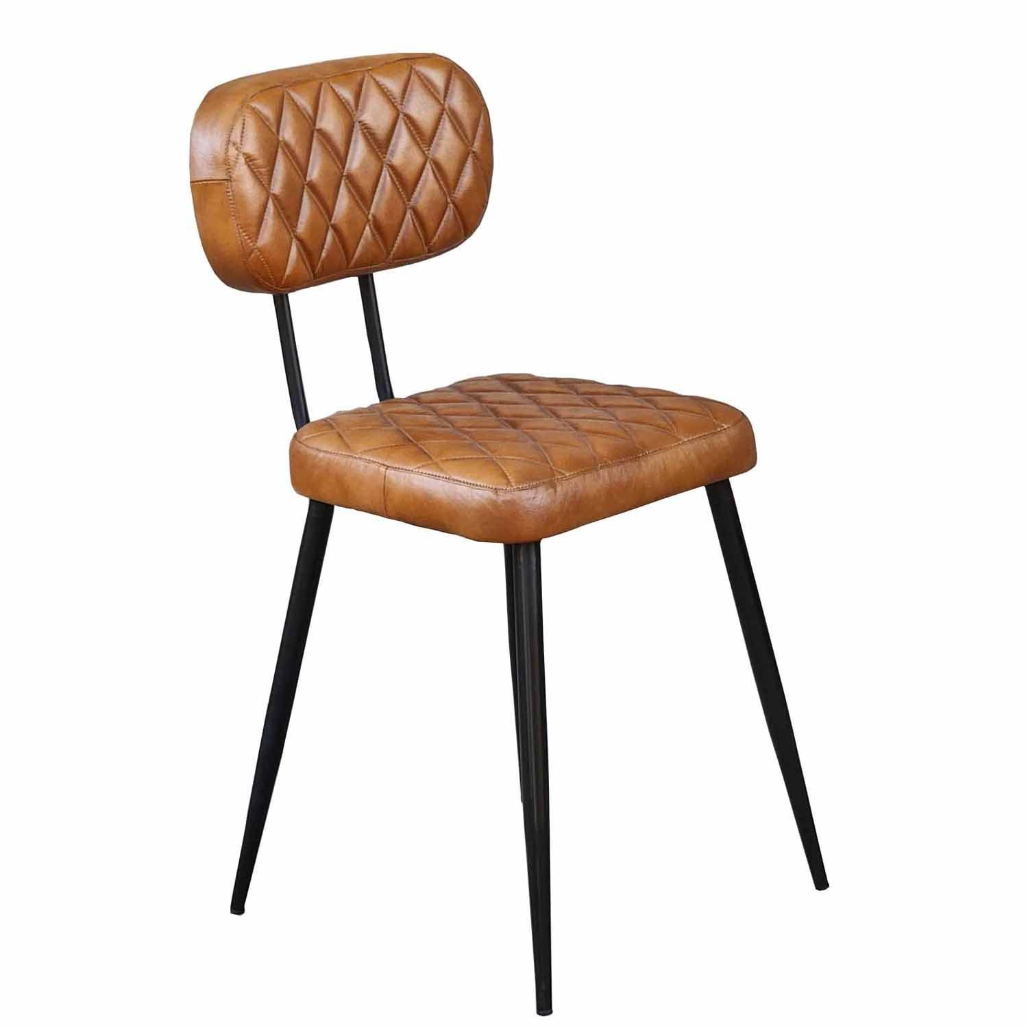 Casa Moro Polsterstuhl Lederstuhl Sofia Cognac 2er Set aus Echtleder & Meta günstig online kaufen