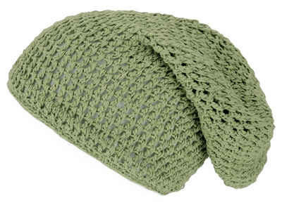 Guru-Shop Strickmütze Beanie, Baumwoll-Häkelmütze - grün