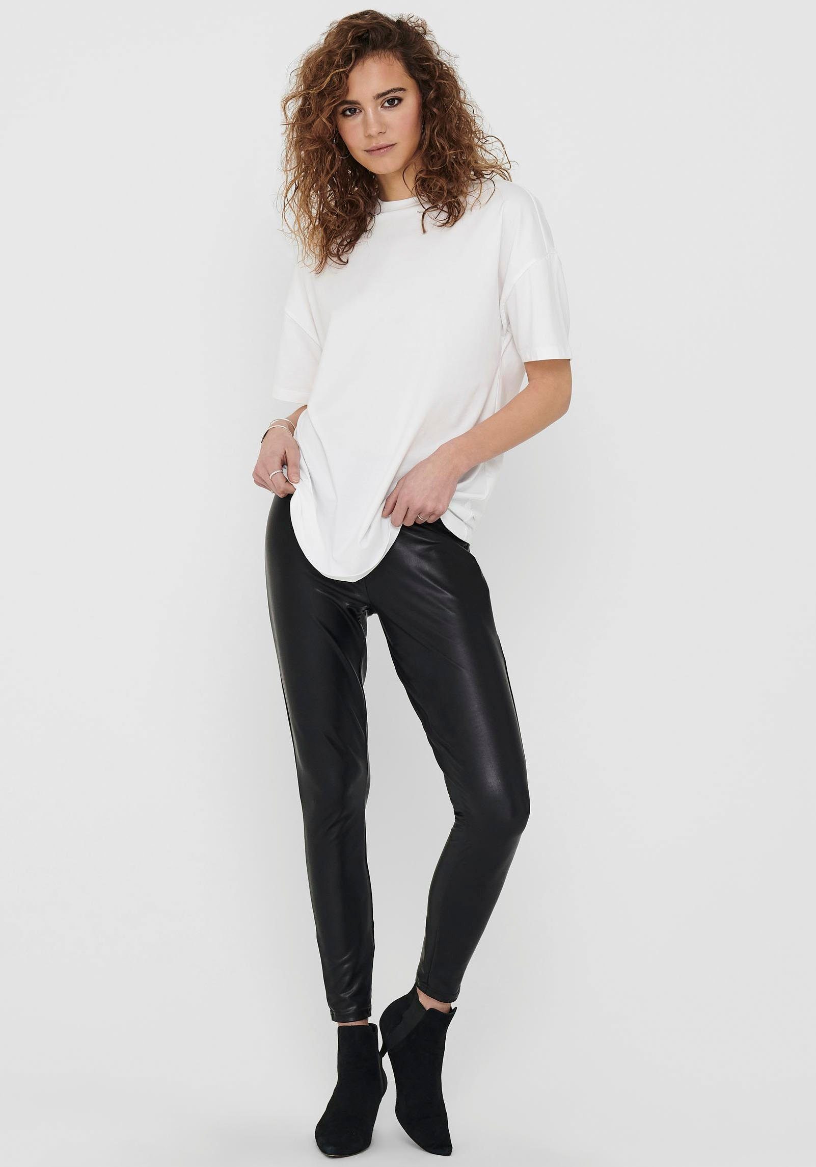 Black NOOS ONLY LEGGING COATED JRS ONLCOOL Lederimitathose