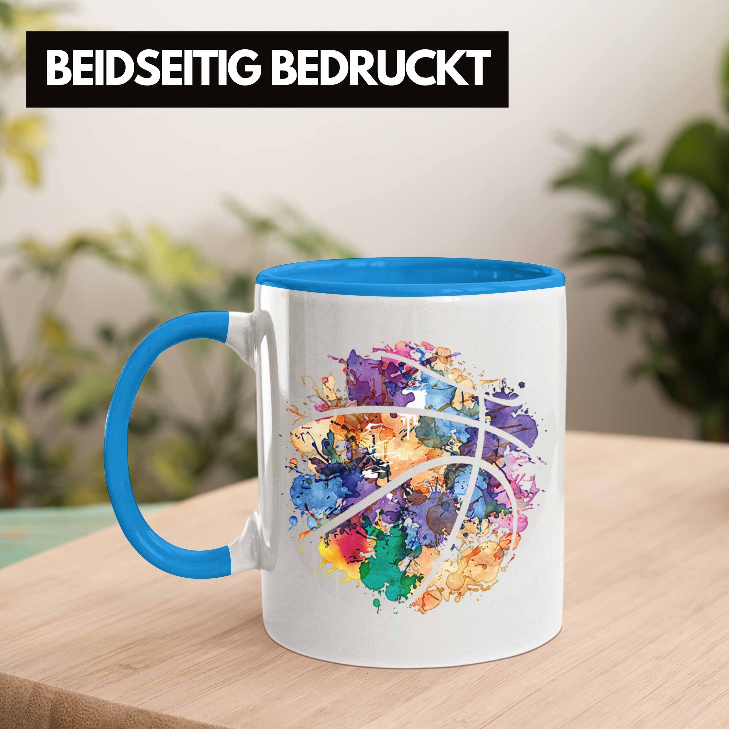 Trendation Tasse Basketball Tasse Basketballspieler Kaffee-Becher für Blau Geschenk Basketba