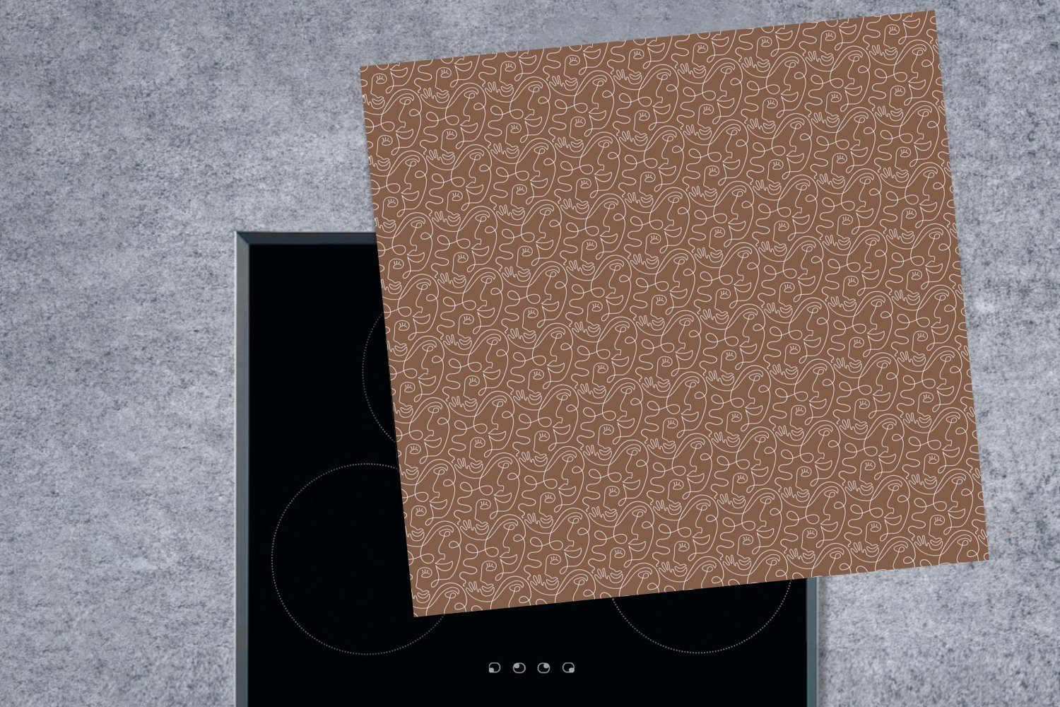 78x78 küche MuchoWow - Ceranfeldabdeckung, Vinyl, Muster, (1 Herdblende-/Abdeckplatte Abstrakt Arbeitsplatte Gesicht tlg), - für cm,
