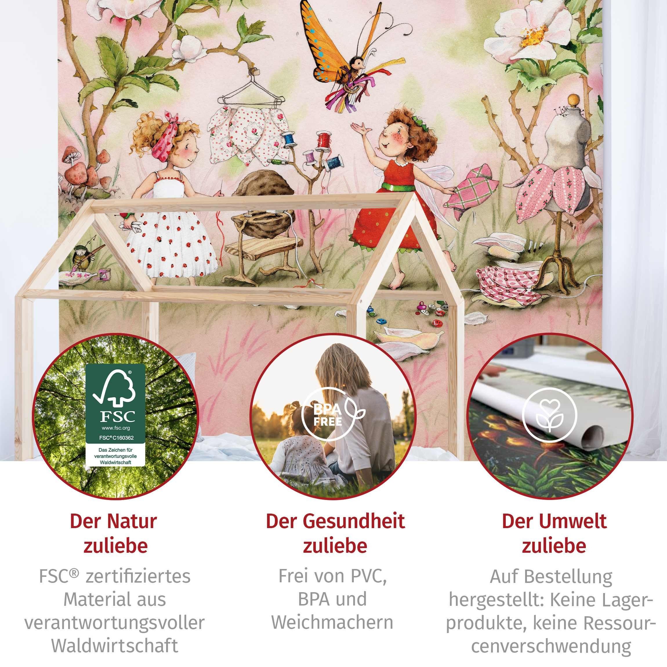 Bilderdepot24 Kindertapete Kinderzimmer Erdbeerinchen Erdbeerfee Kinder Wanddeko Rosa Blumen, Glatt, Matt, (Vliestapete inkl. Kleister oder selbstklebend), Mädc – Bild 5 von 5