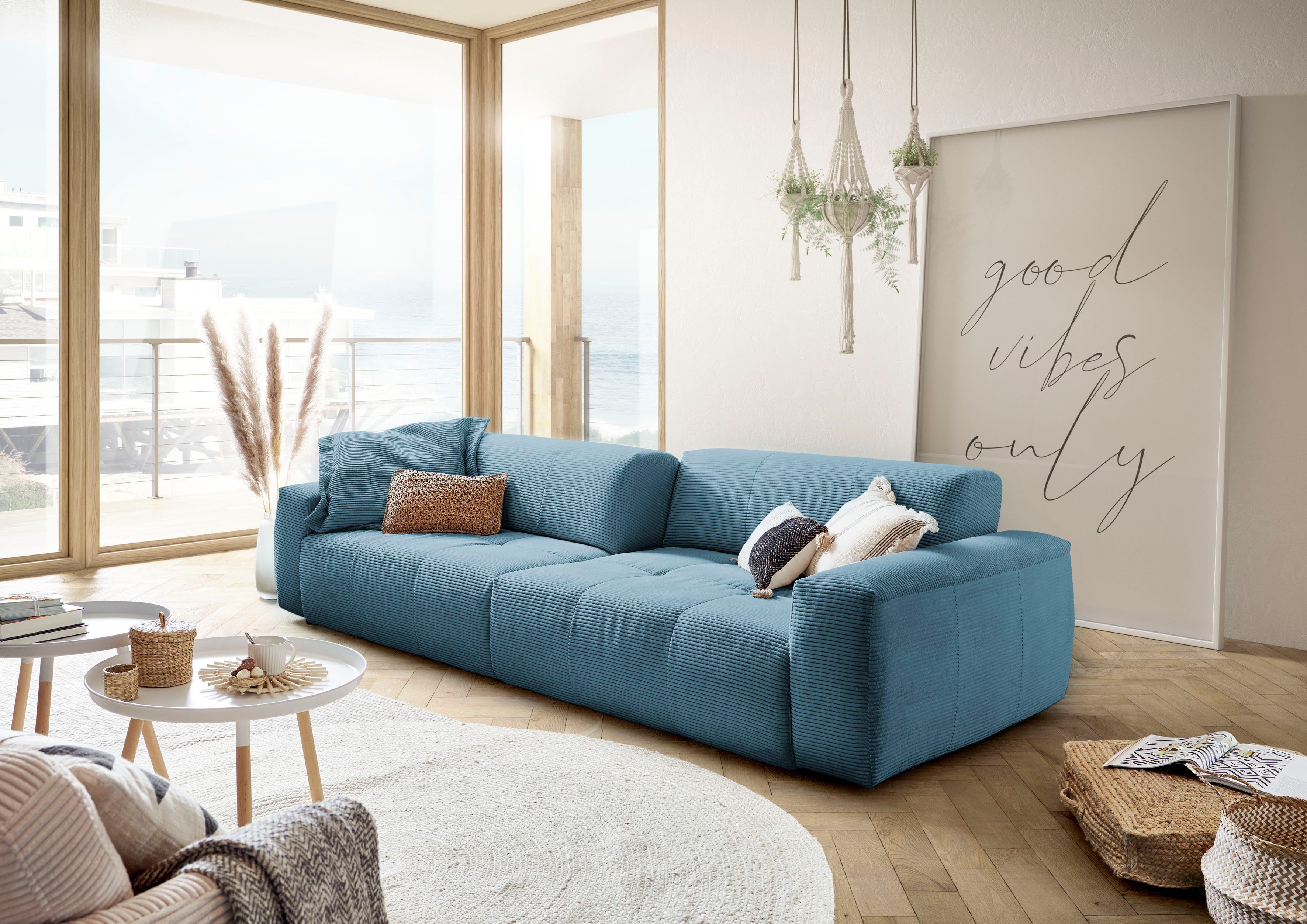 3C Candy Big-Sofa Yoshy Mega Sofa mit Komfortfunktionen, modern und bequem, Zwei Sitztiefen durch verstellbare Rückenlehne, Bezug in Cord