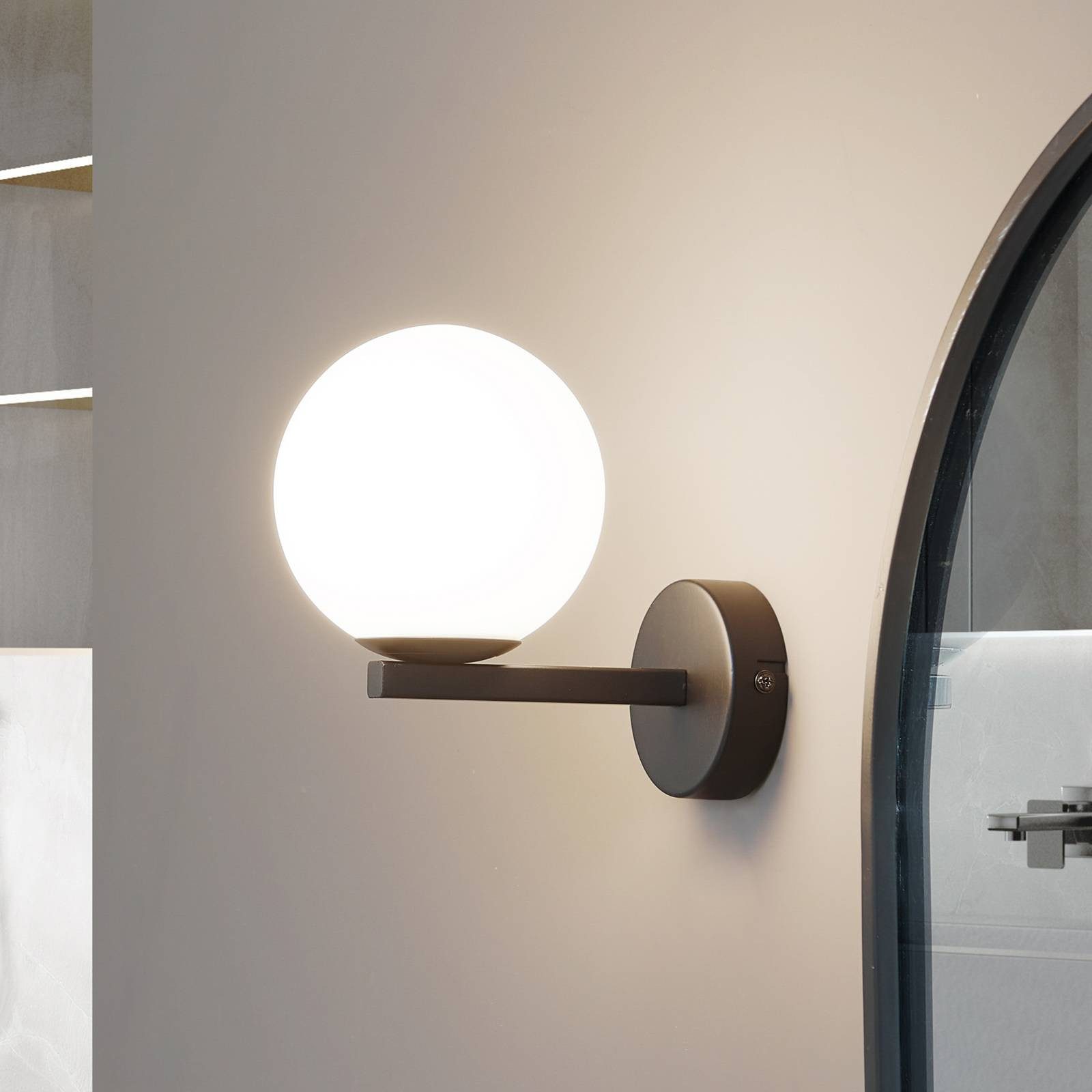 Lucande Wandleuchte Bidolo, Metall, Schwarz IP44, 1 x 8 W LED günstig online kaufen