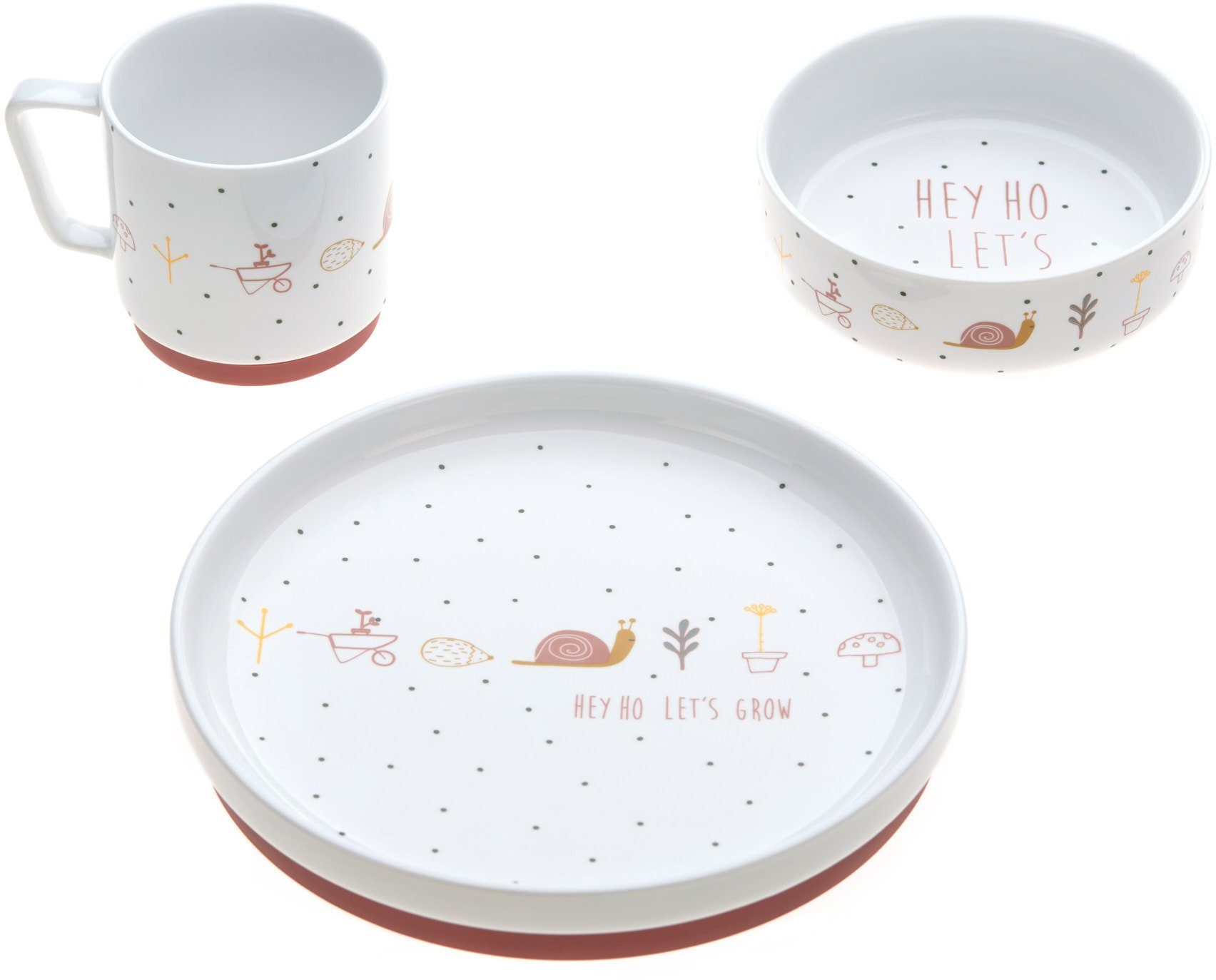 LÄSSIG Kindergeschirr-Set Tischset Porzellan/Silikon Garden Explorer girls