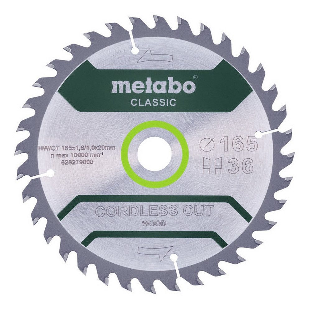 metabo Kreissägeblatt, "cordless cut wood - classic", 165 x 20 mm, Zähnezahl 18
