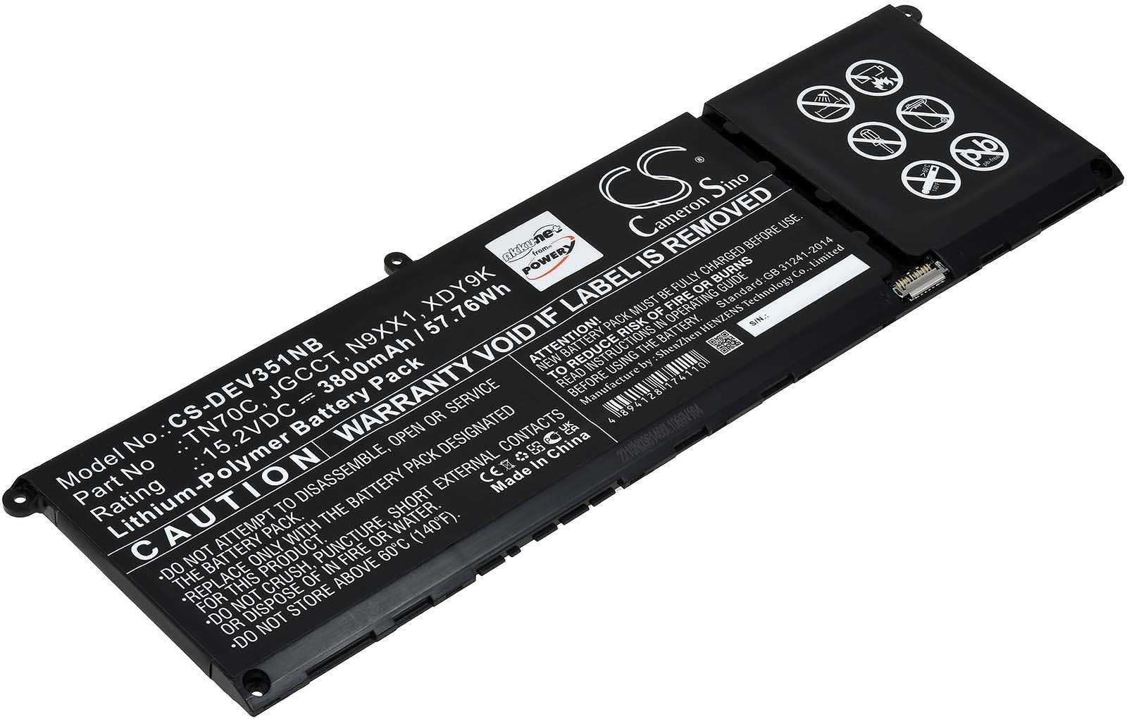 Powery Akku für Dell Typ TN70C Laptop-Akku 3800 mAh (15.2 V)