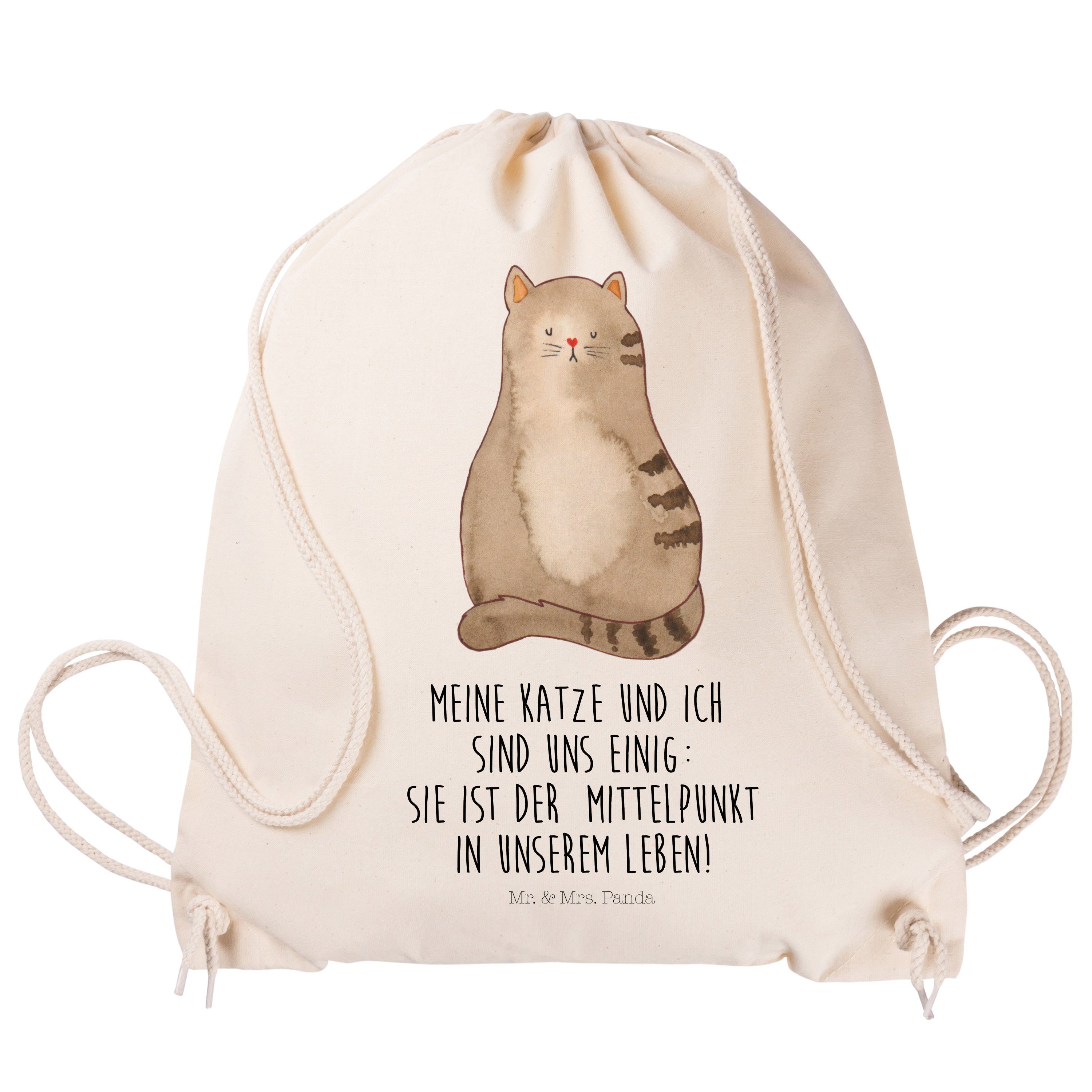 Sporttasche Mrs. (1-tlg) - Geschenk, Mr. & sitzend Katzen Turnbeutel, flauschig, Panda - Katze Transparent