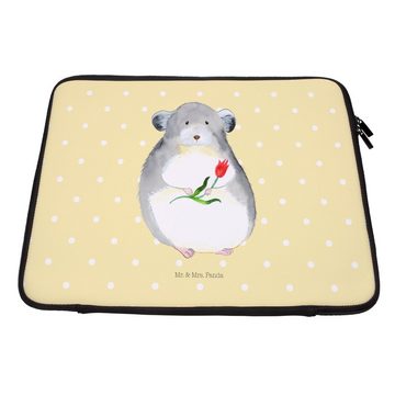 Mr. & Mrs. Panda Laptop-Hülle 20 x 28 cm Chinchilla Blume - Gelb Pastell - Geschenk, Notebook-Reise, Unikat Design