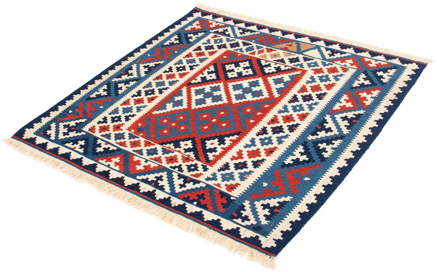 Wollteppich Kelim - Oriental quadratisch - 101 x 96 cm - mehrfarbig, morgenland, quadratisch, Höhe: 6 mm, Wohnzimmer, Einzelstück