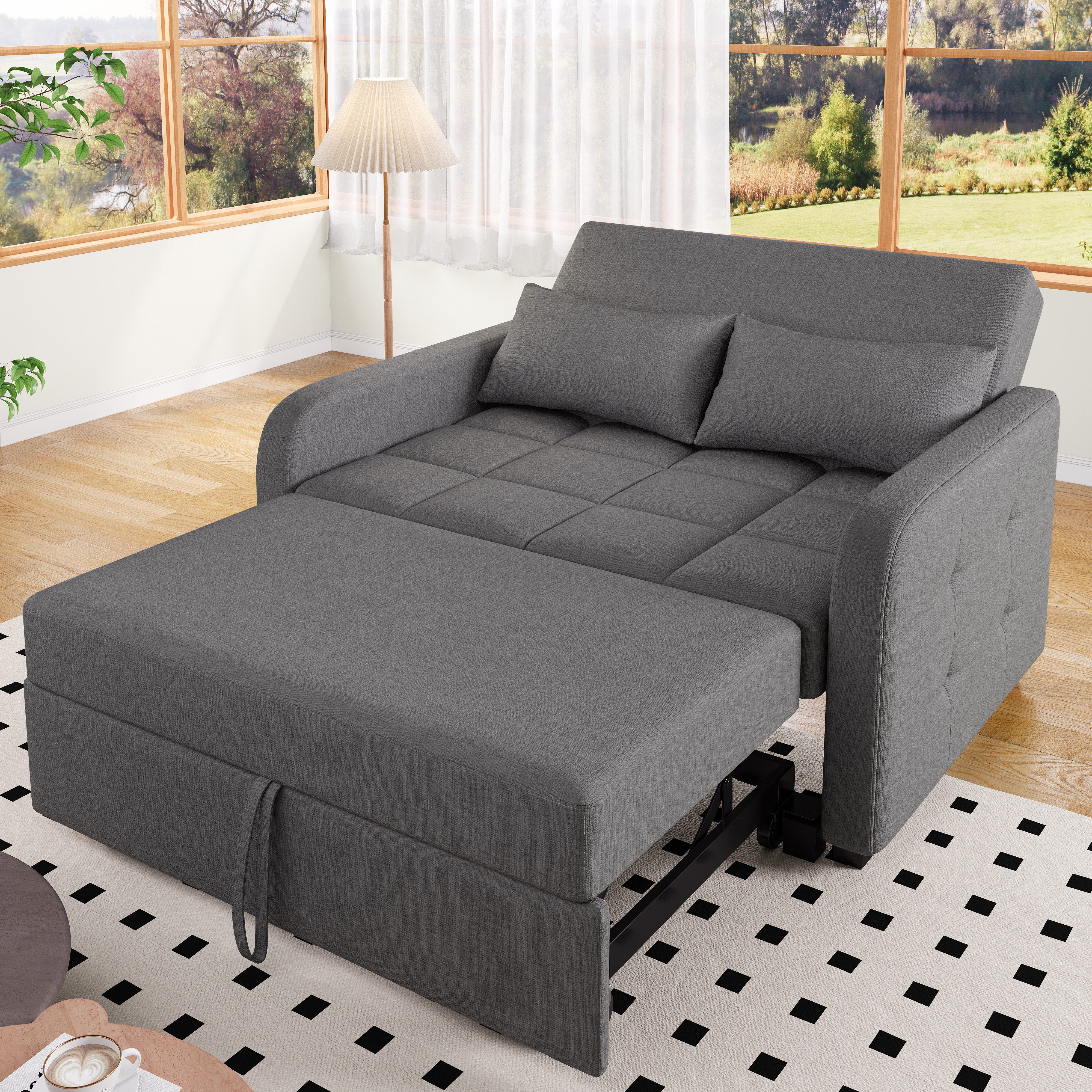 Schlafsofa mit verstellbarer Rückenlehne & Kissen