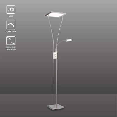 SellTec Stehlampe LED Deckenfluter MARIAN, dimmbar über Drehdimmer, 1xLED-Board / 24.40 Watt, warmweiß, kippbarer Fluterkopf, dimmbar, flexible Leselampe